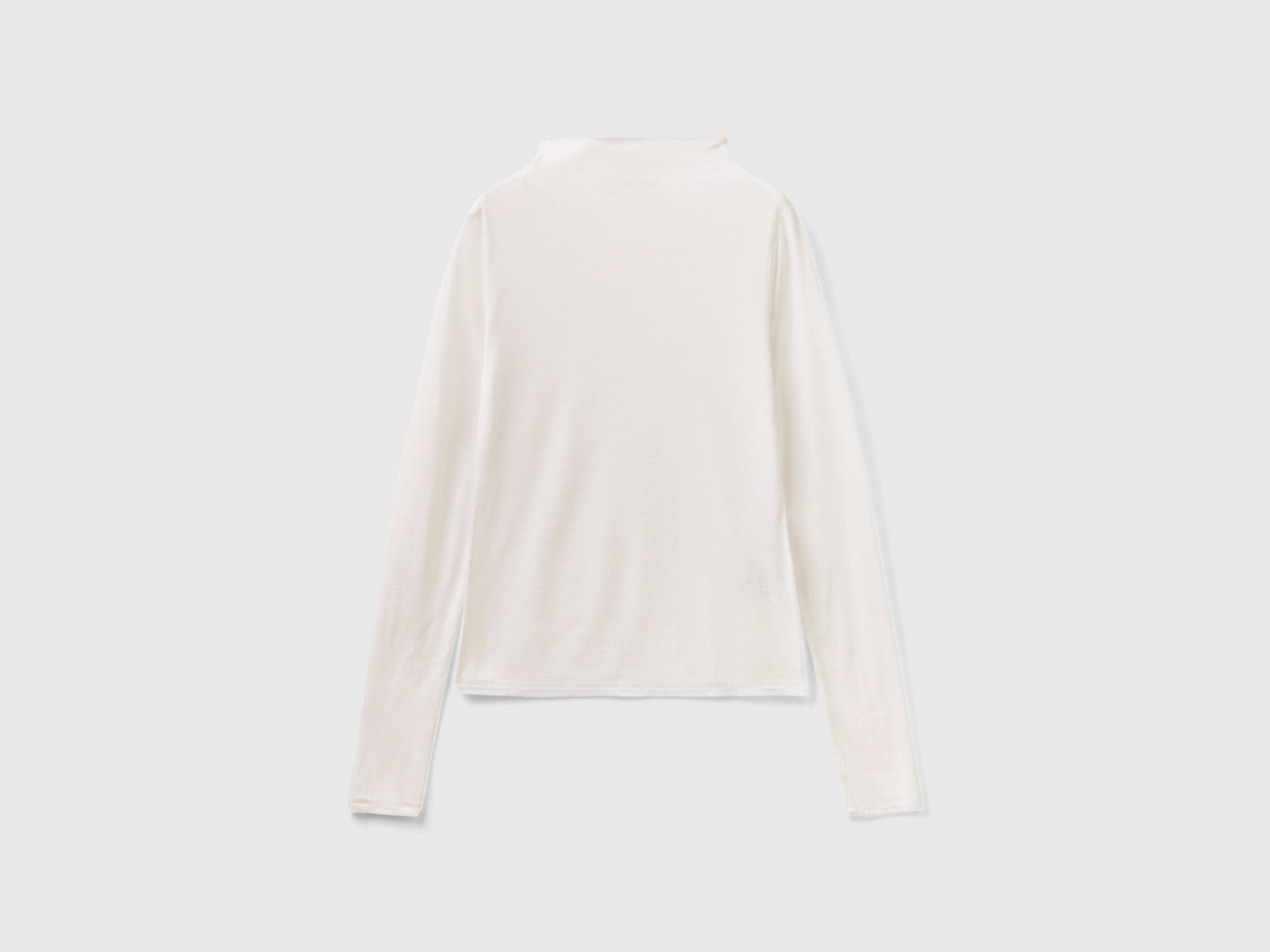 Maglietta in misto lana e viscosa da donna bianco | Benetton Outlet