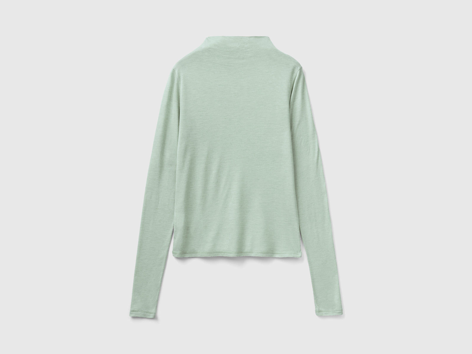 Maglietta in misto lana e viscosa da donna verde acqua 2 | Benetton Outlet