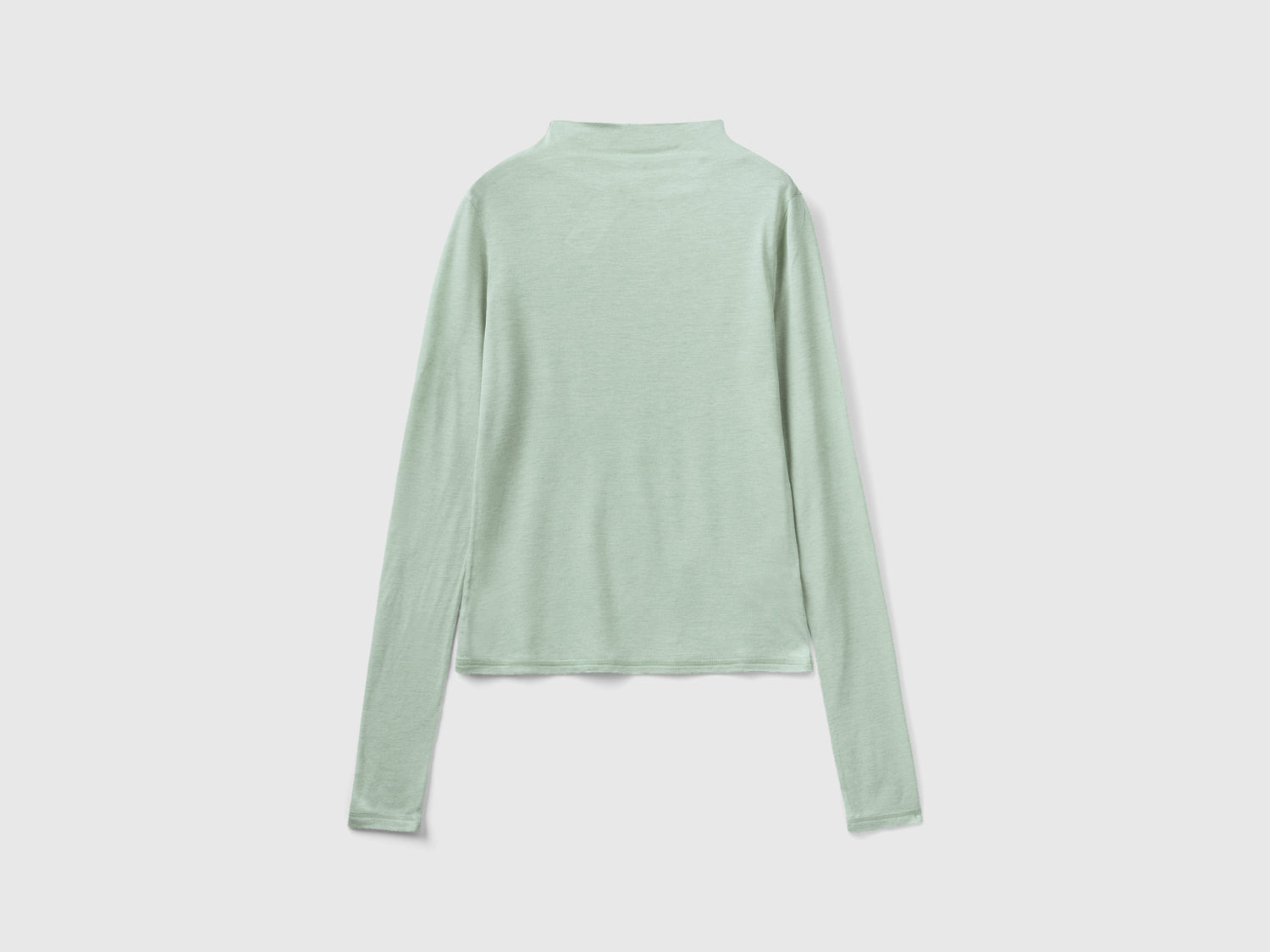 Maglietta in misto lana e viscosa da donna verde acqua | Benetton Outlet