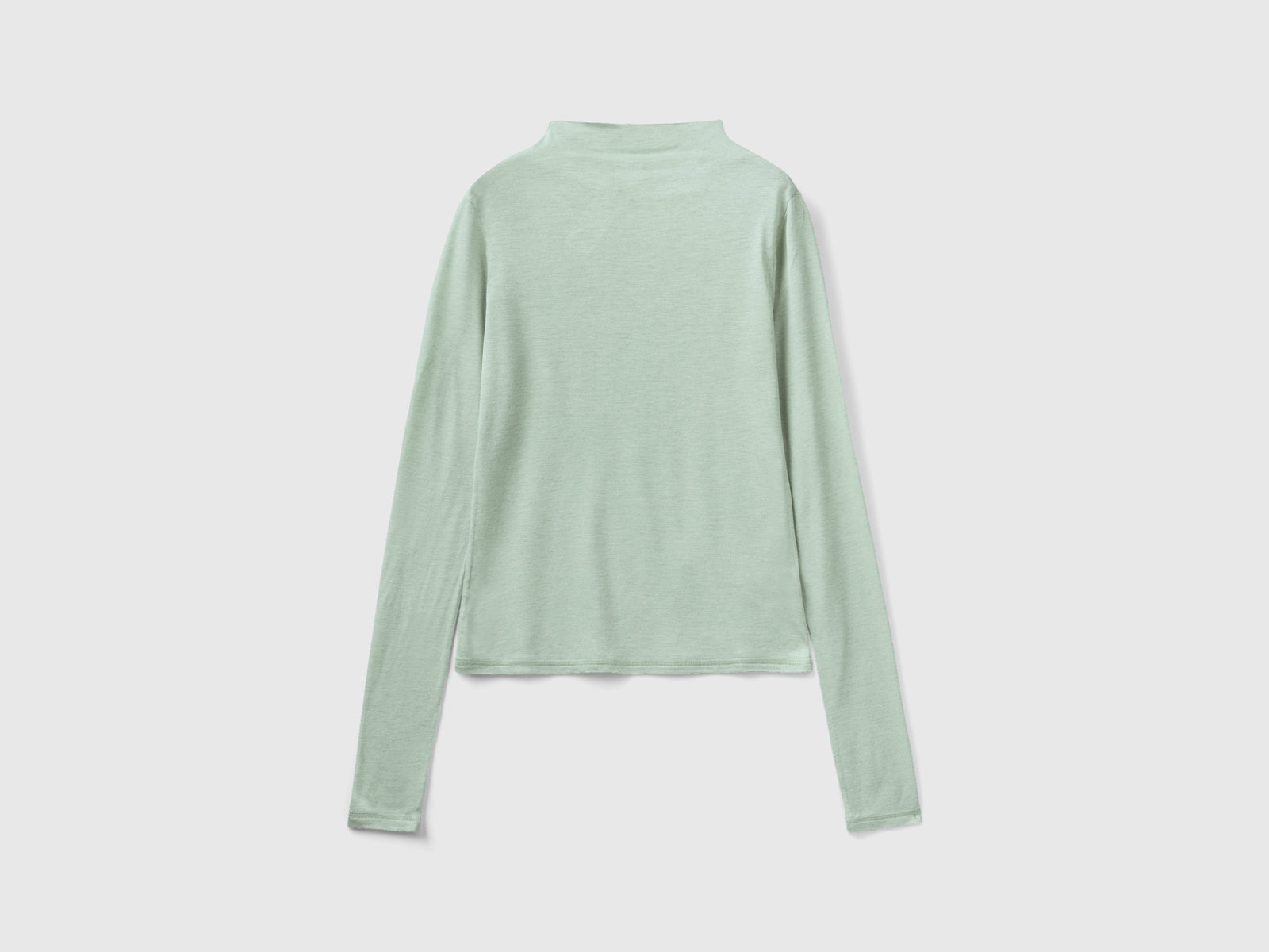Maglietta in misto lana e viscosa da donna verde acqua | Benetton Outlet