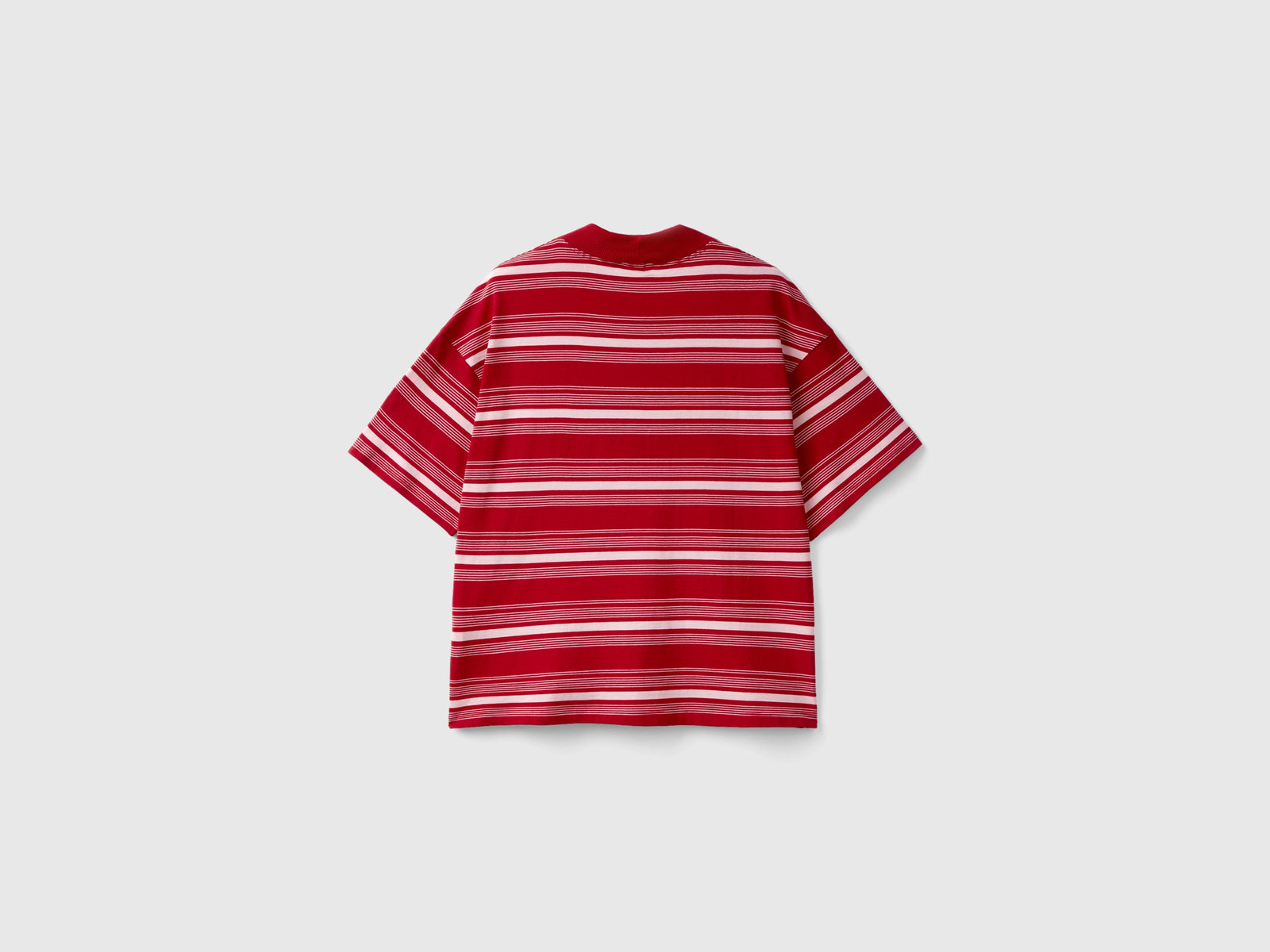 T-shirt lupetto a righe da donna rosso 2 | Benetton Outlet