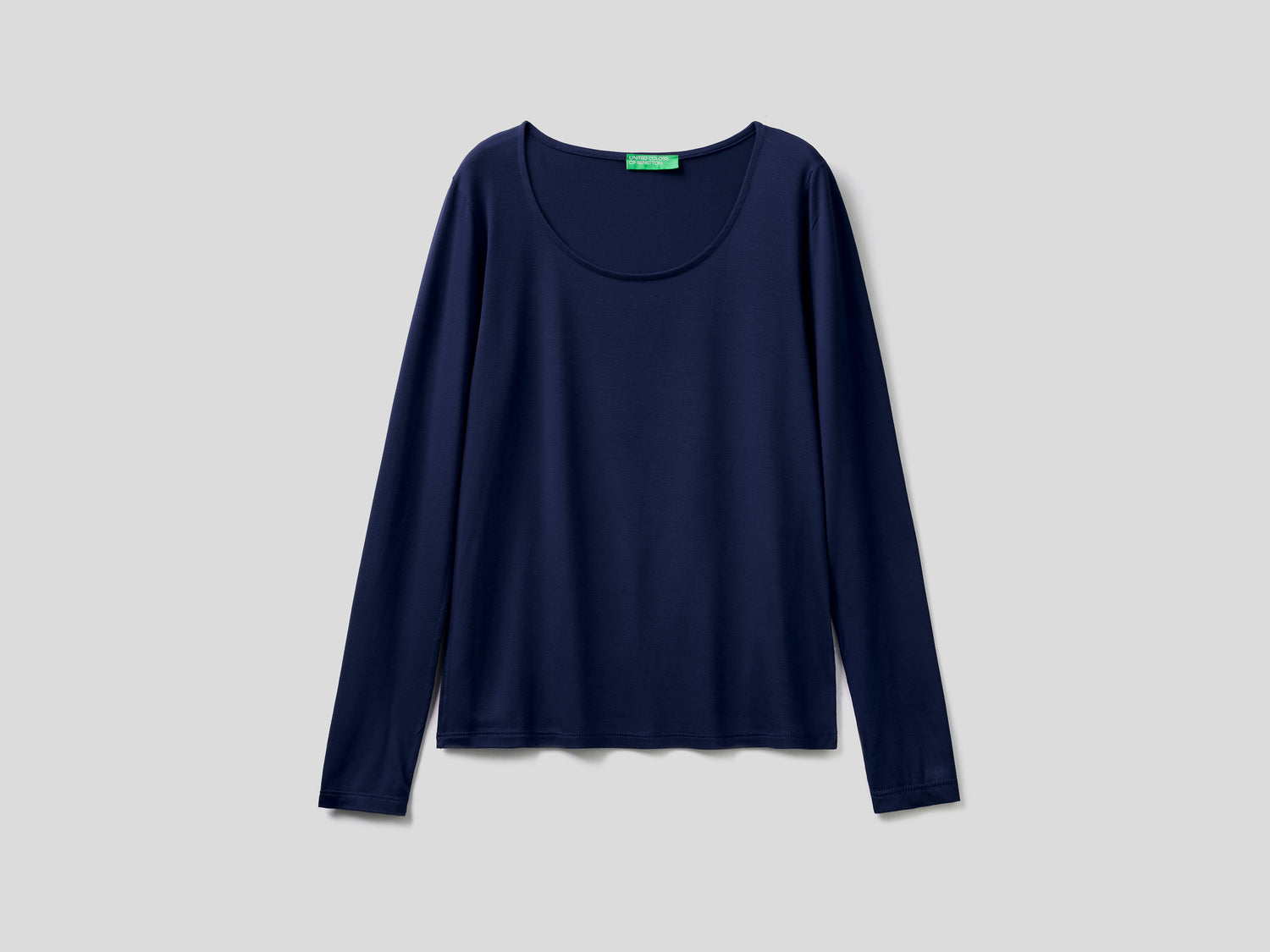 Maglietta in viscosa stretch da donna blu scuro | Benetton Outlet