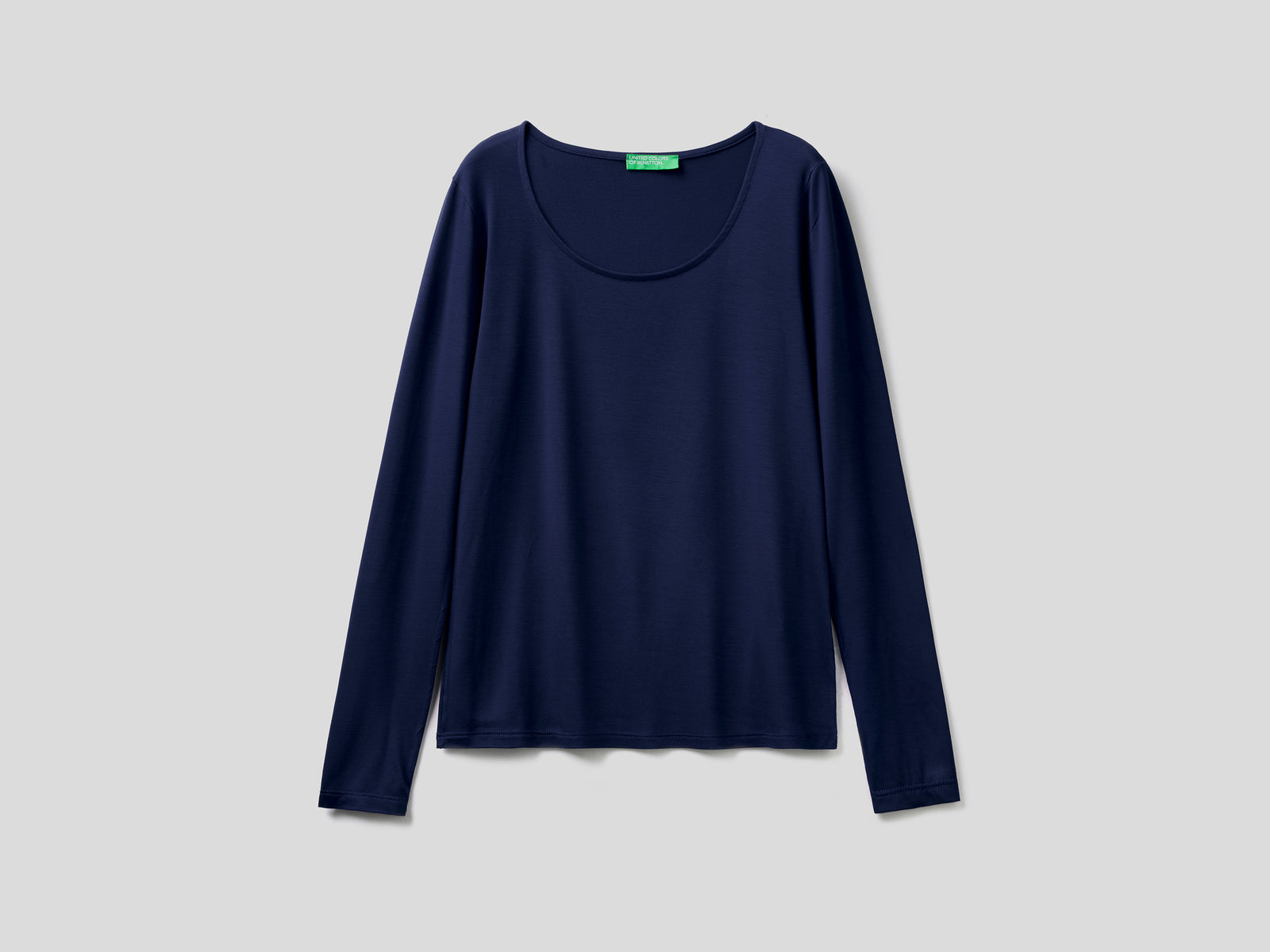 Maglietta in viscosa stretch da donna blu scuro | Benetton Outlet