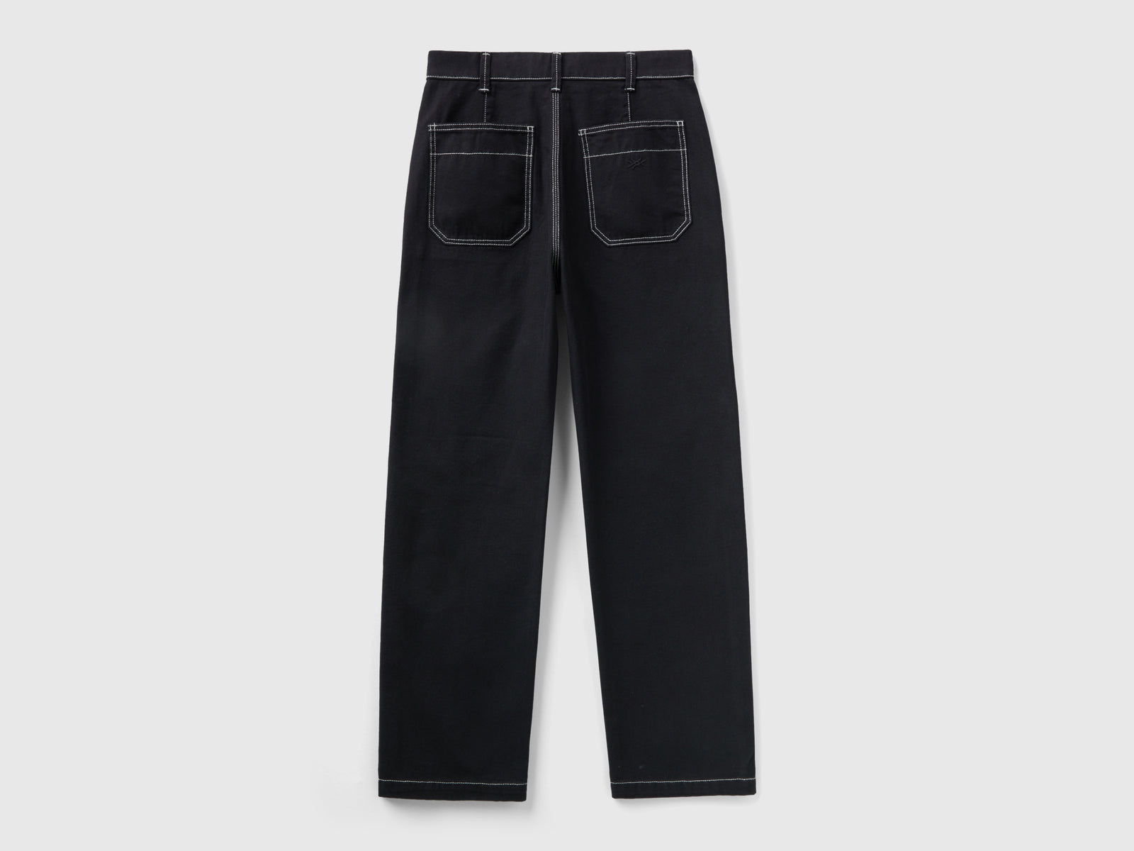 Pantaloni straight in tela di cotone da donna nero 2 | Benetton Outlet