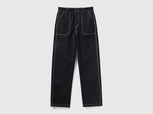 Pantaloni straight in tela di cotone