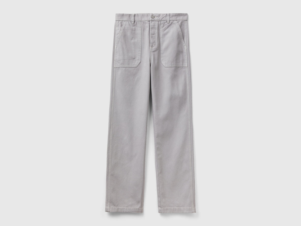 Straight trousers in cotton canvas