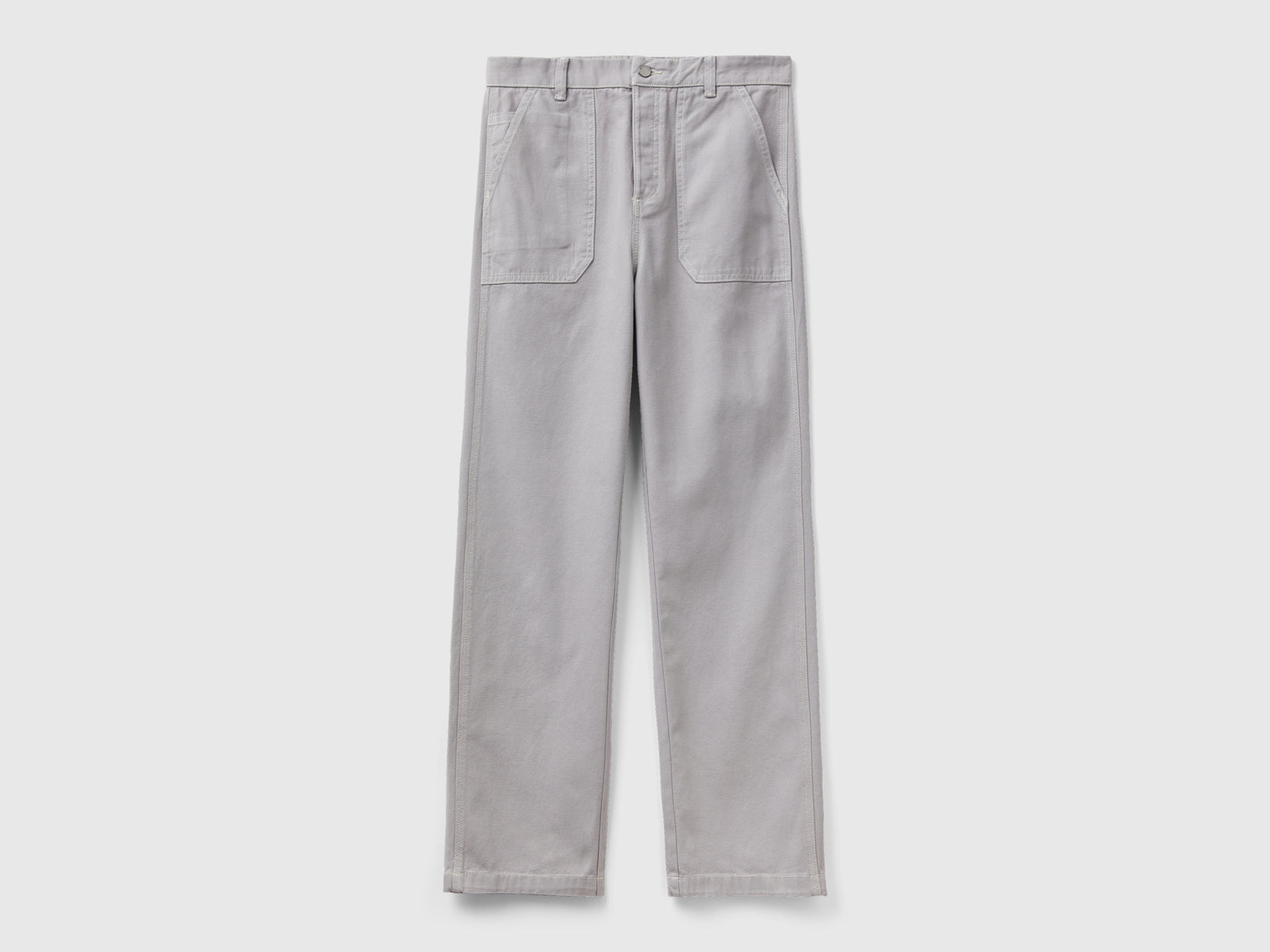 Straight trousers in cotton canvas da donna grigio chiaro | Benetton Outlet