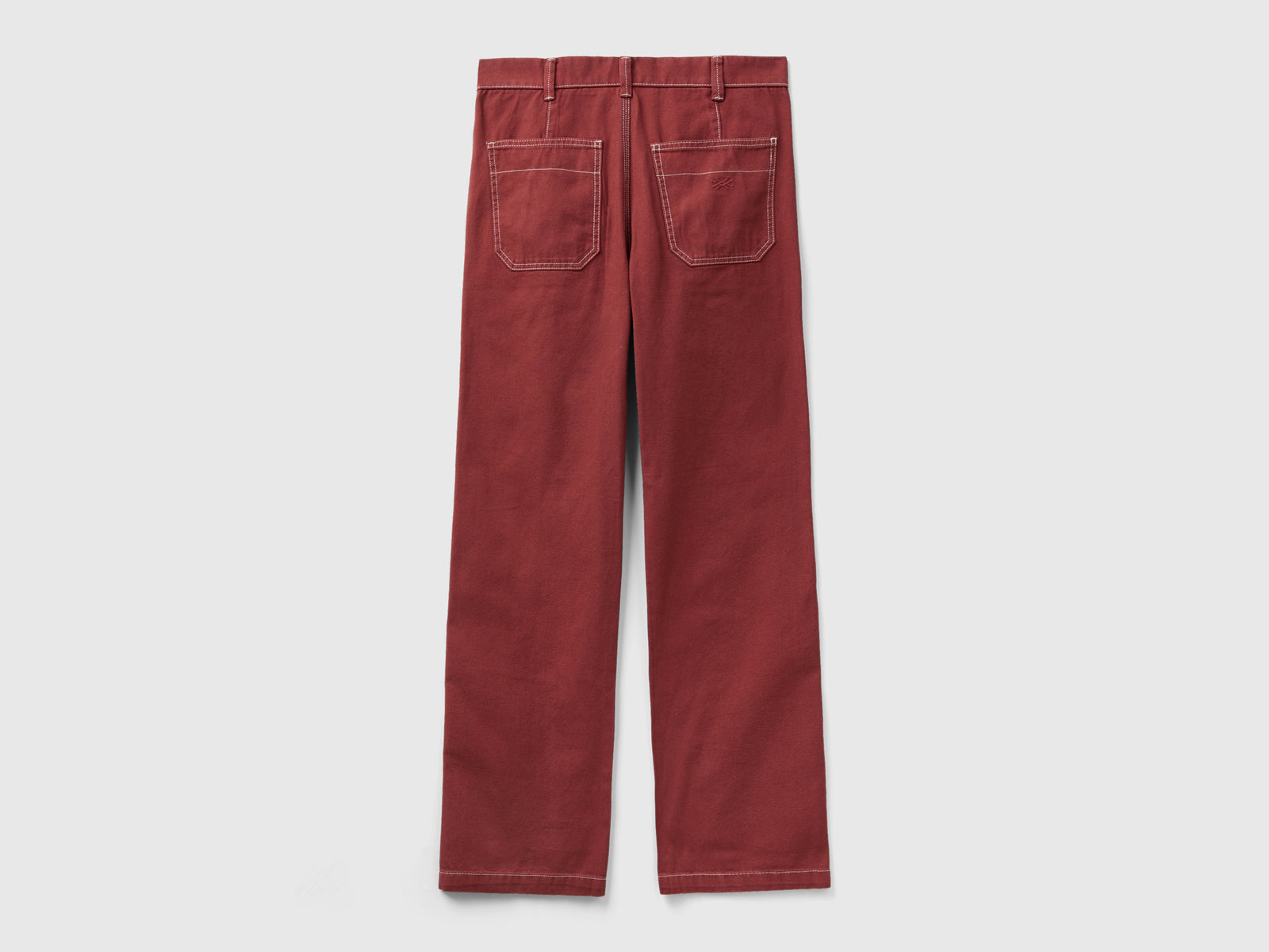 Pantaloni straight in tela di cotone da donna bordeaux 2 | Benetton Outlet