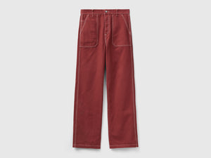 Pantaloni straight in tela di cotone