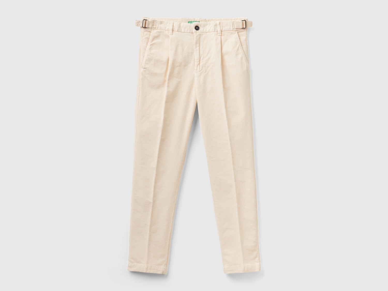 Chino slim fit in velluto a costine da uomo bianco panna | Benetton Outlet