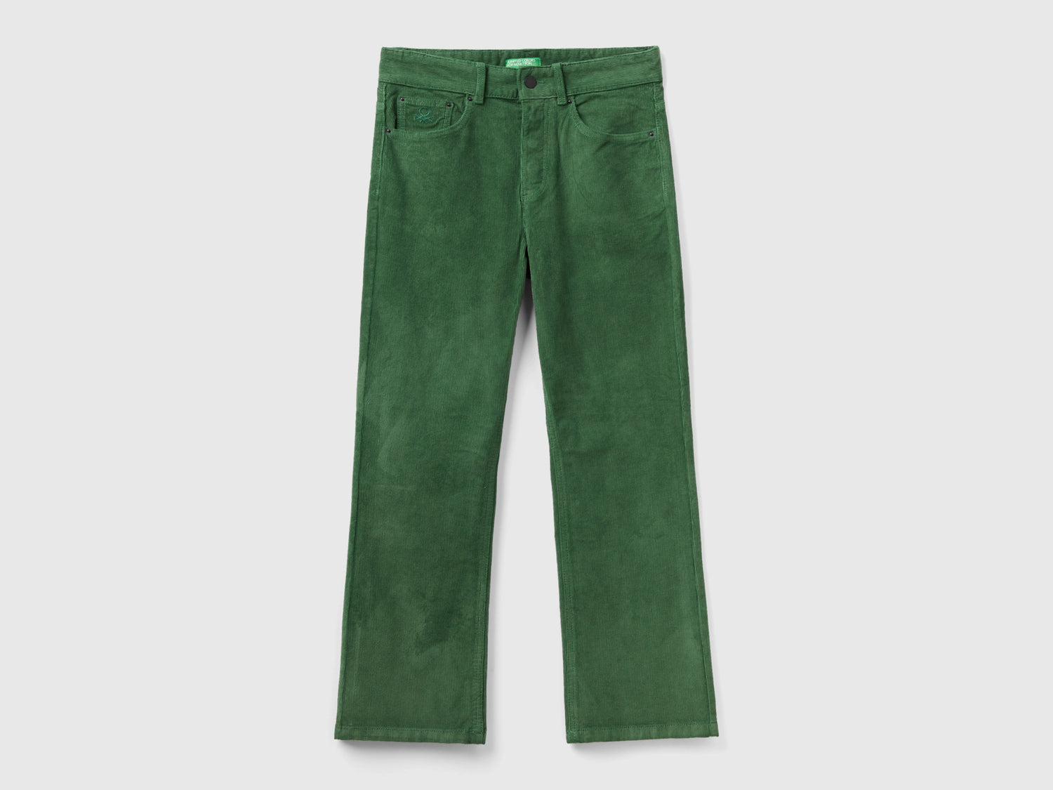 Pantaloni cinque tasche in velluto da donna verde | Benetton Outlet