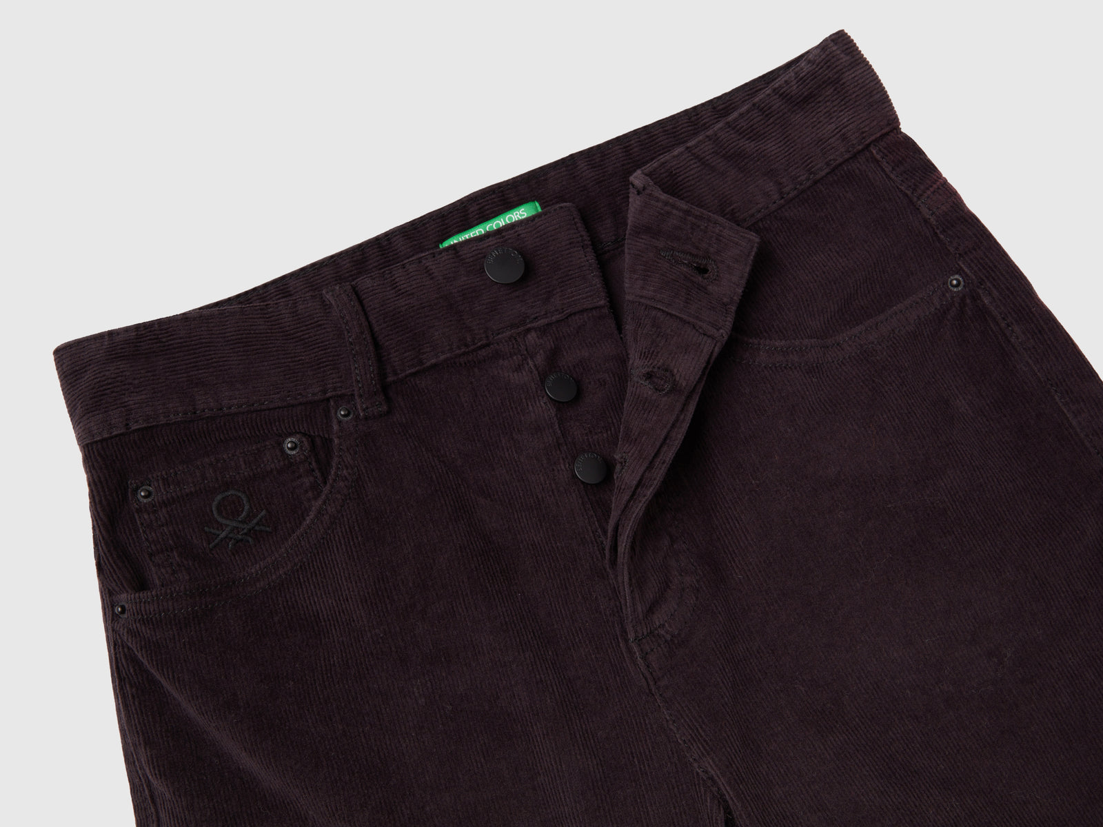 Pantaloni cinque tasche in velluto da donna nero 3 | Benetton Outlet