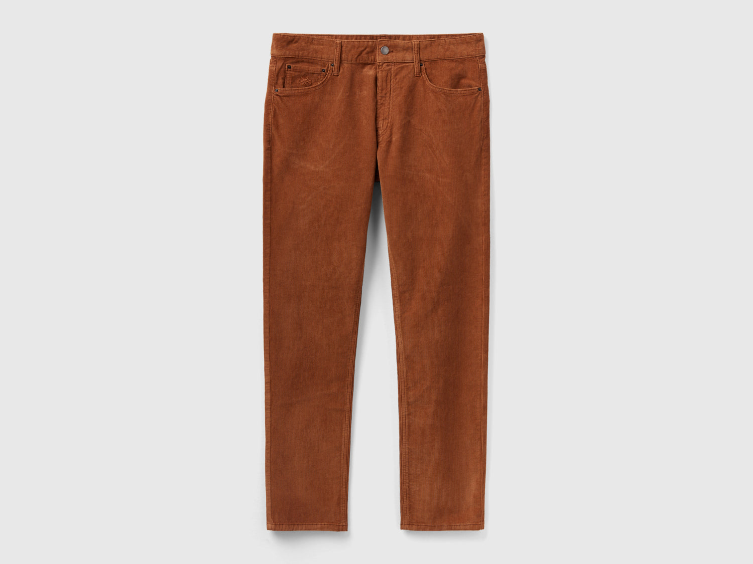 Pantaloni slim fit in velluto da uomo cammello | Benetton Outlet