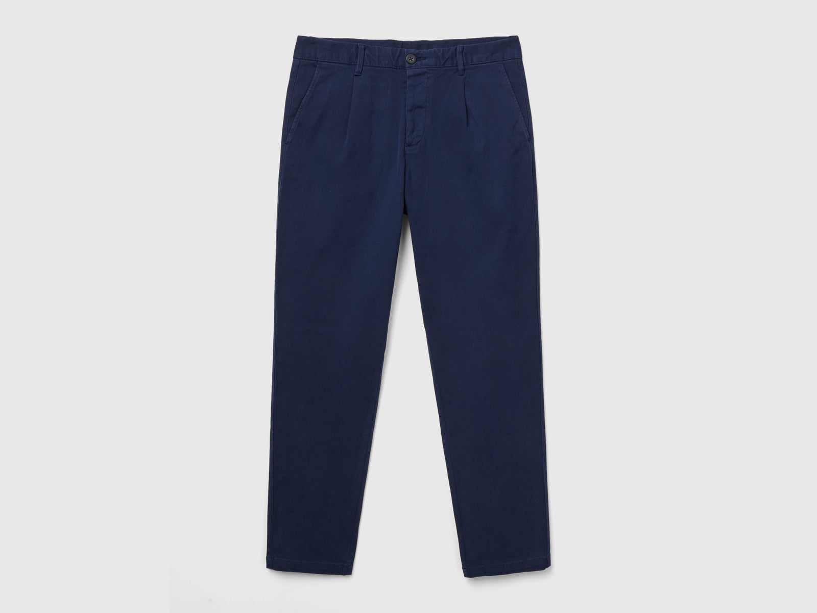 Pantaloni chino in cotone stretch da uomo blu scuro | Benetton Outlet