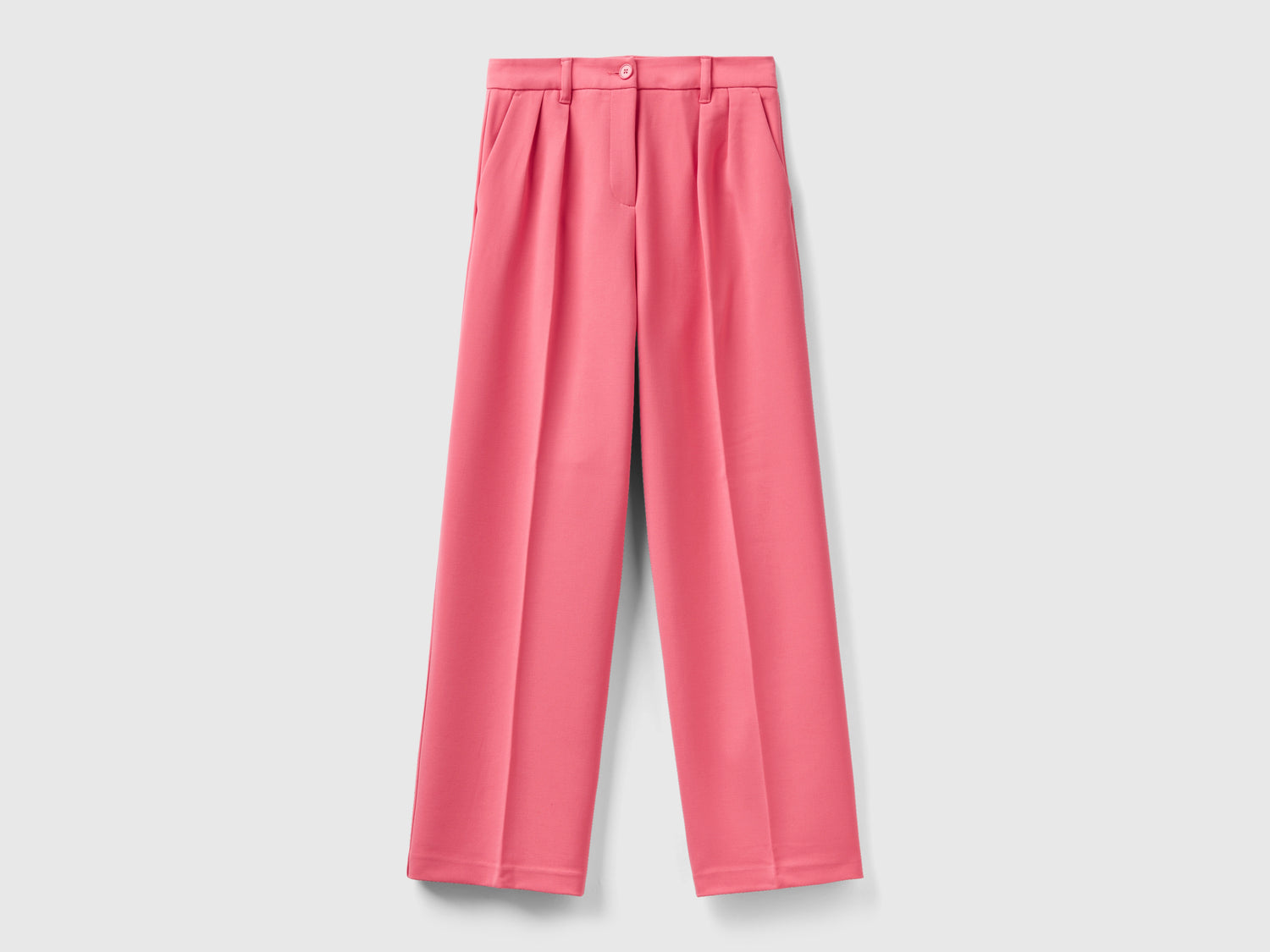 Pantalones anchos con pinzas da donna rosa | Benetton Outlet
