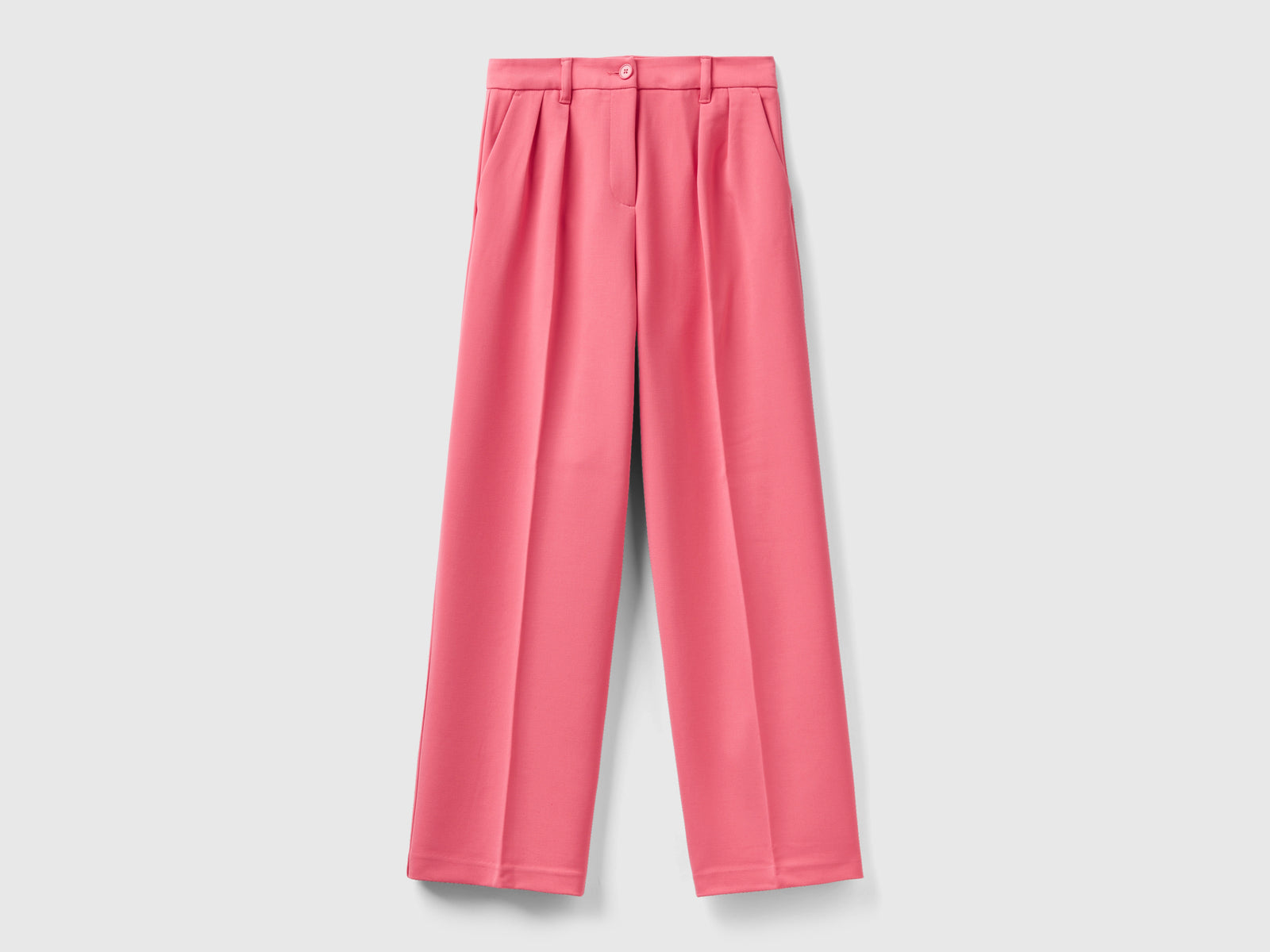 Pantalones anchos con pinzas da donna rosa | Benetton Outlet