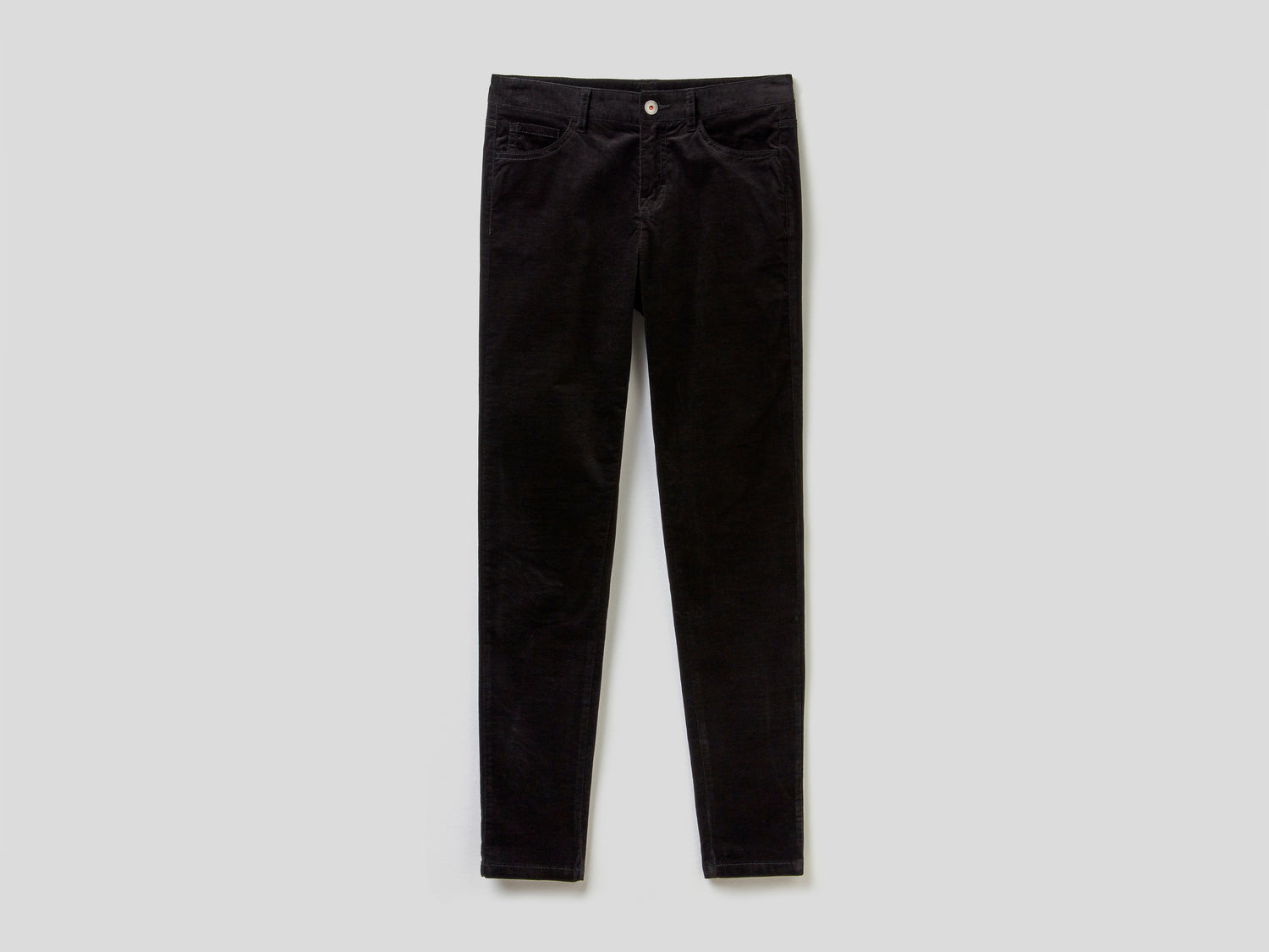 Pantaloni cinque tasche in velluto da donna nero | Benetton Outlet