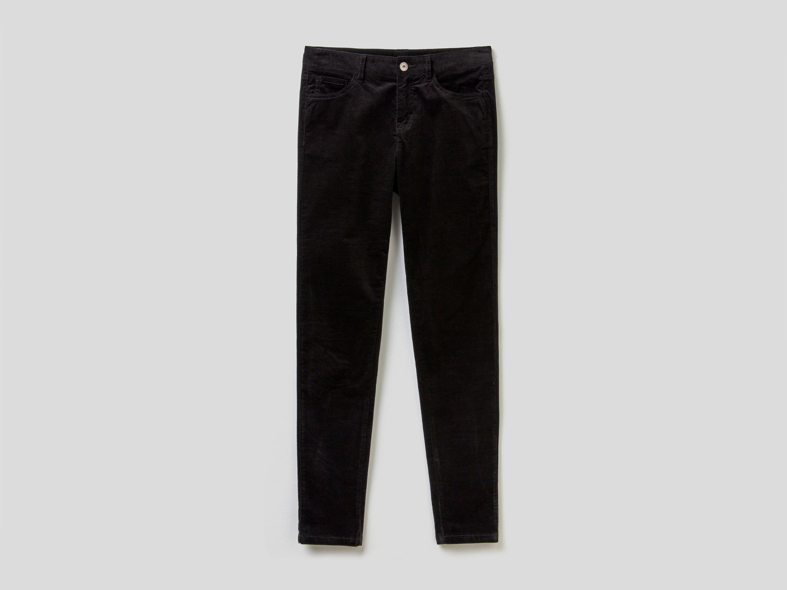 Pantaloni cinque tasche in velluto da donna nero | Benetton Outlet