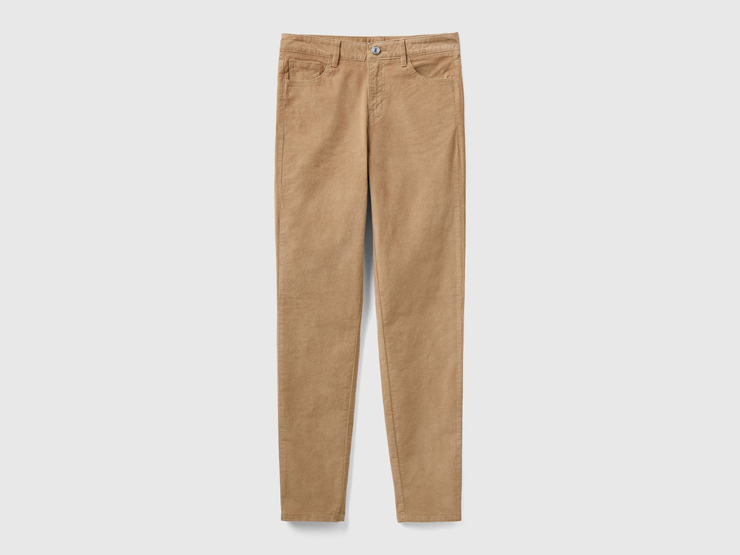Pantaloni cinque tasche in velluto da donna cammello | Benetton Outlet