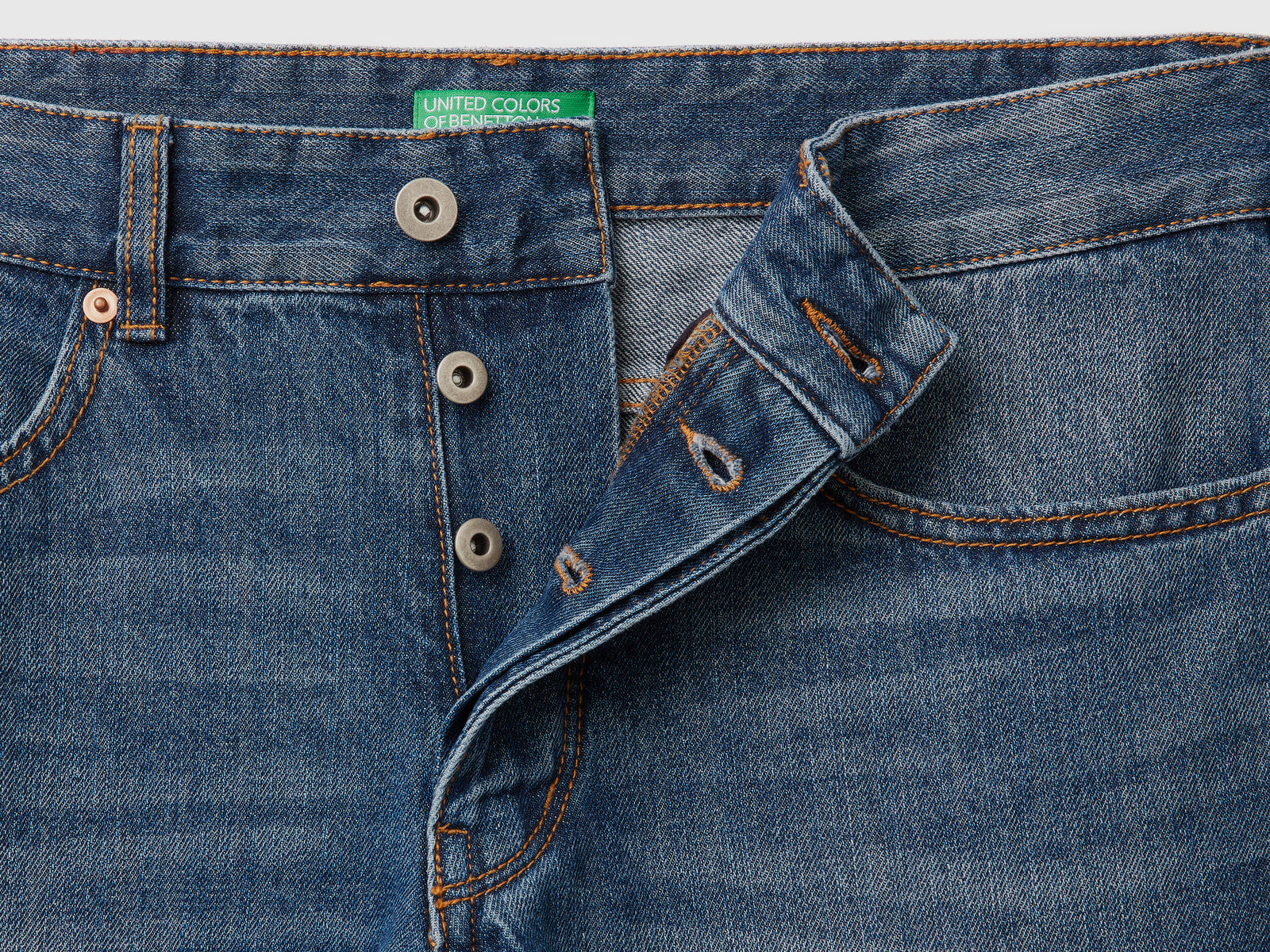 Jeans straight leg 100% cotone da uomo blu 3 | Benetton Outlet