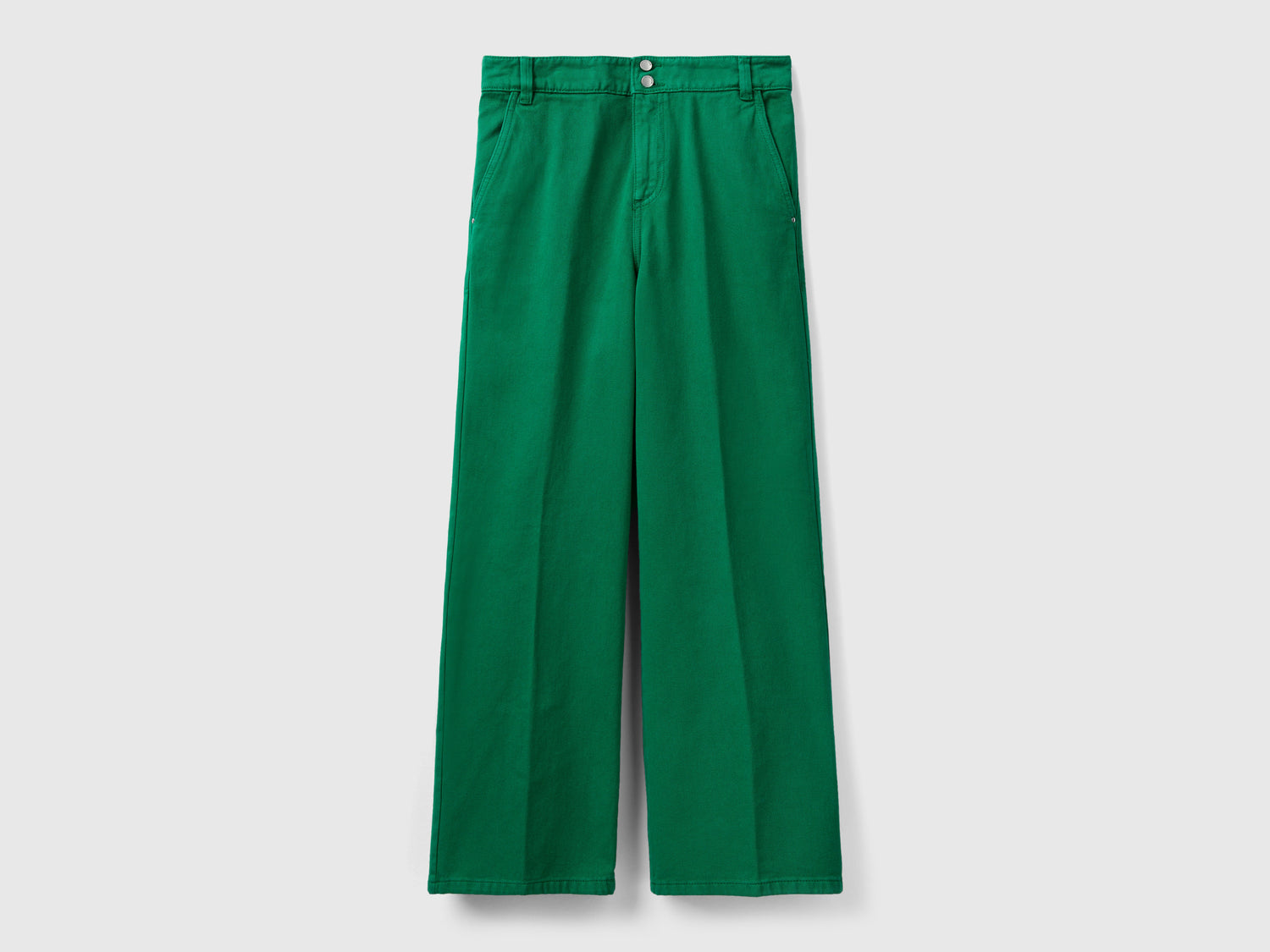 High-waisted wide leg trousers da donna verde | Benetton Outlet