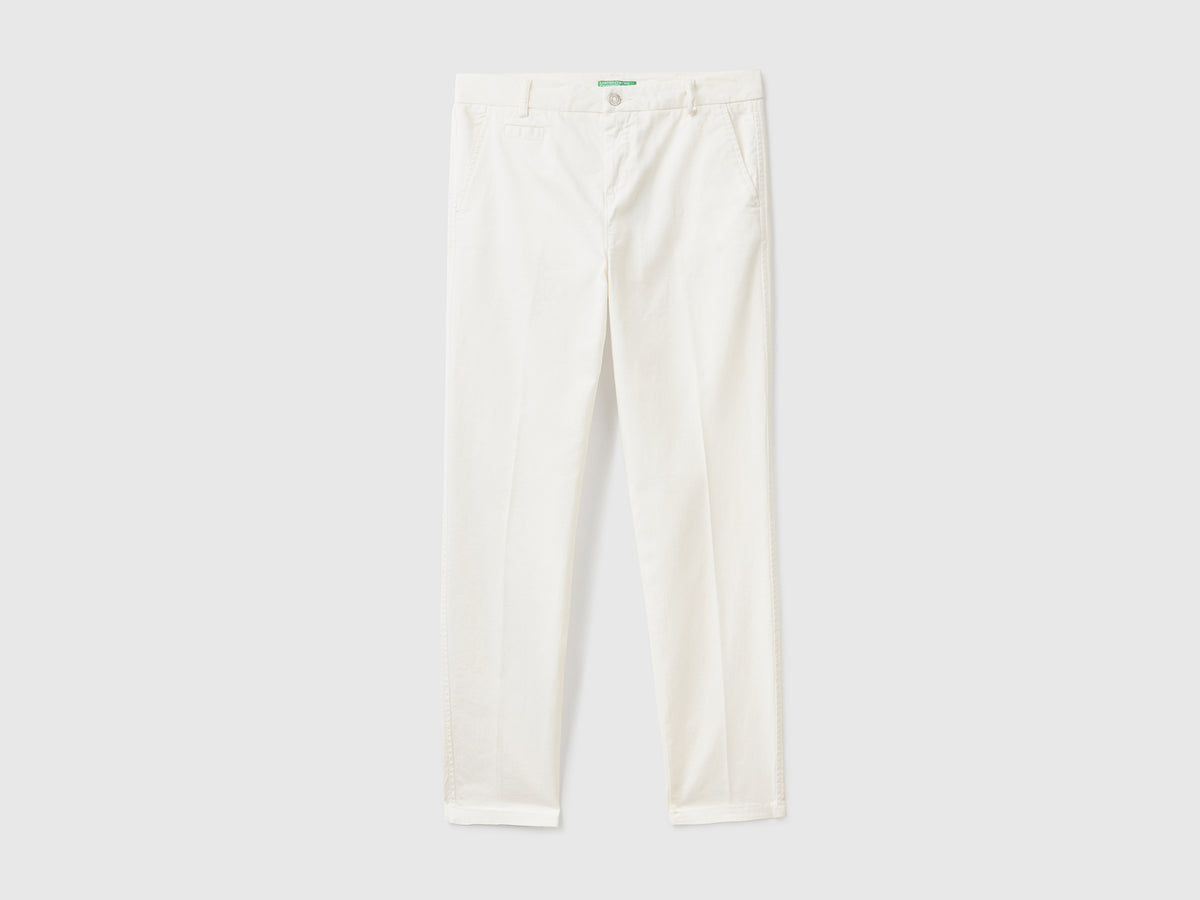 Chino slim fit in cotone panna