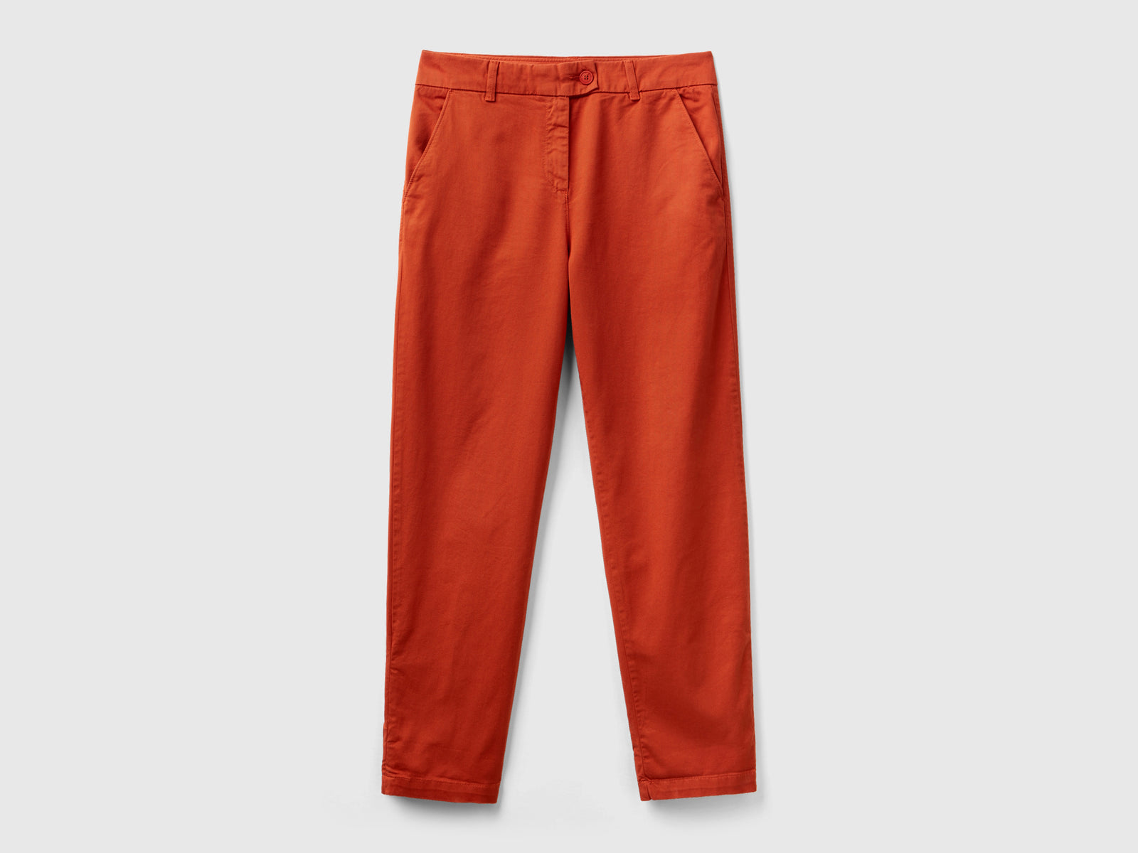 Pantaloni chino in cotone stretch da donna bruciato | Benetton Outlet