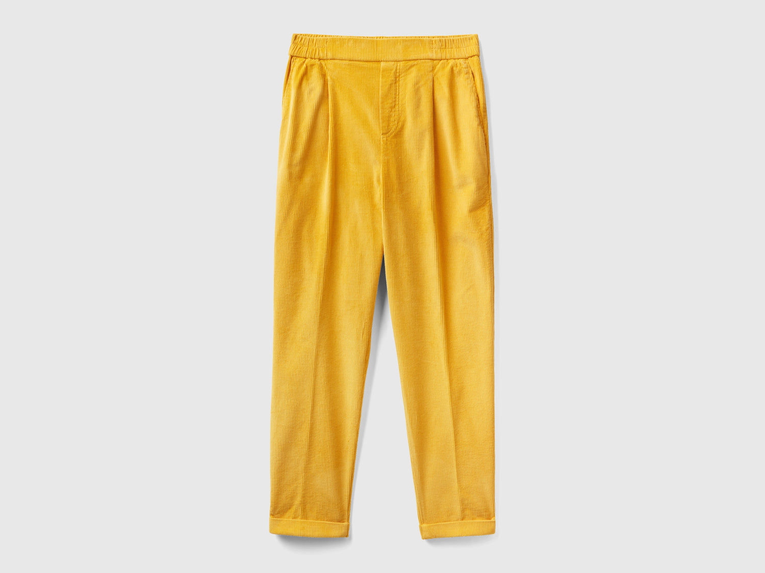 Chino in velluto con vita elasticizzata da donna giallo | Benetton Outlet