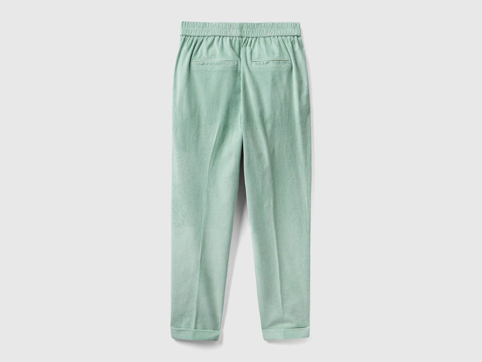 Pantalones chinos de terciopelo con cintura elástica da donna verde acqua 2 | Benetton Outlet