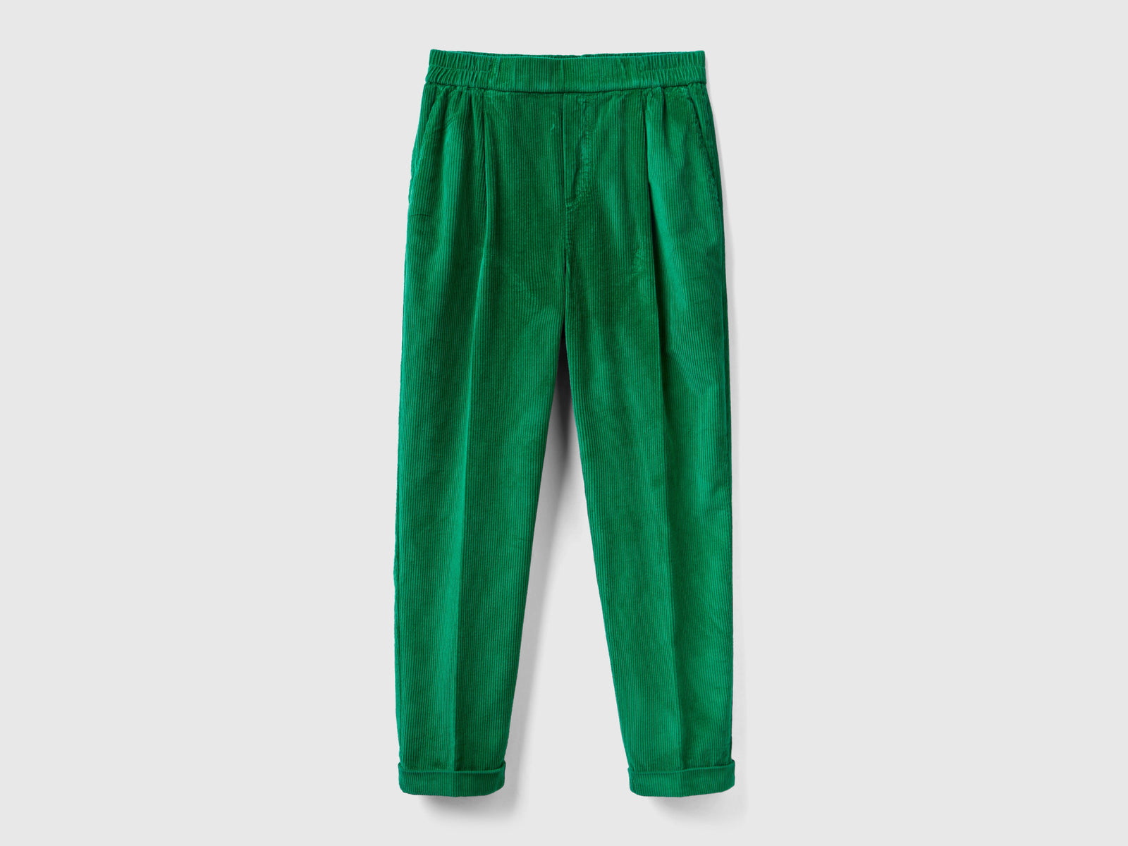 Pantalones chinos de terciopelo con cintura elástica da donna verde | Benetton Outlet