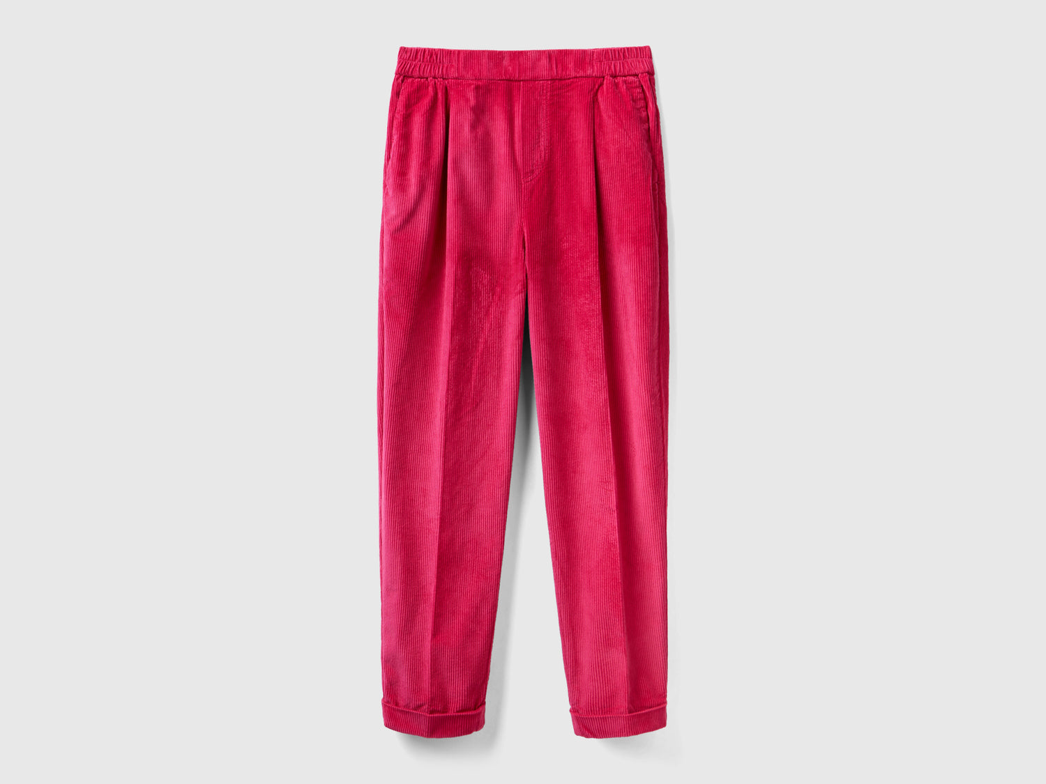 Chino in velluto con vita elasticizzata da donna ciclamino | Benetton Outlet