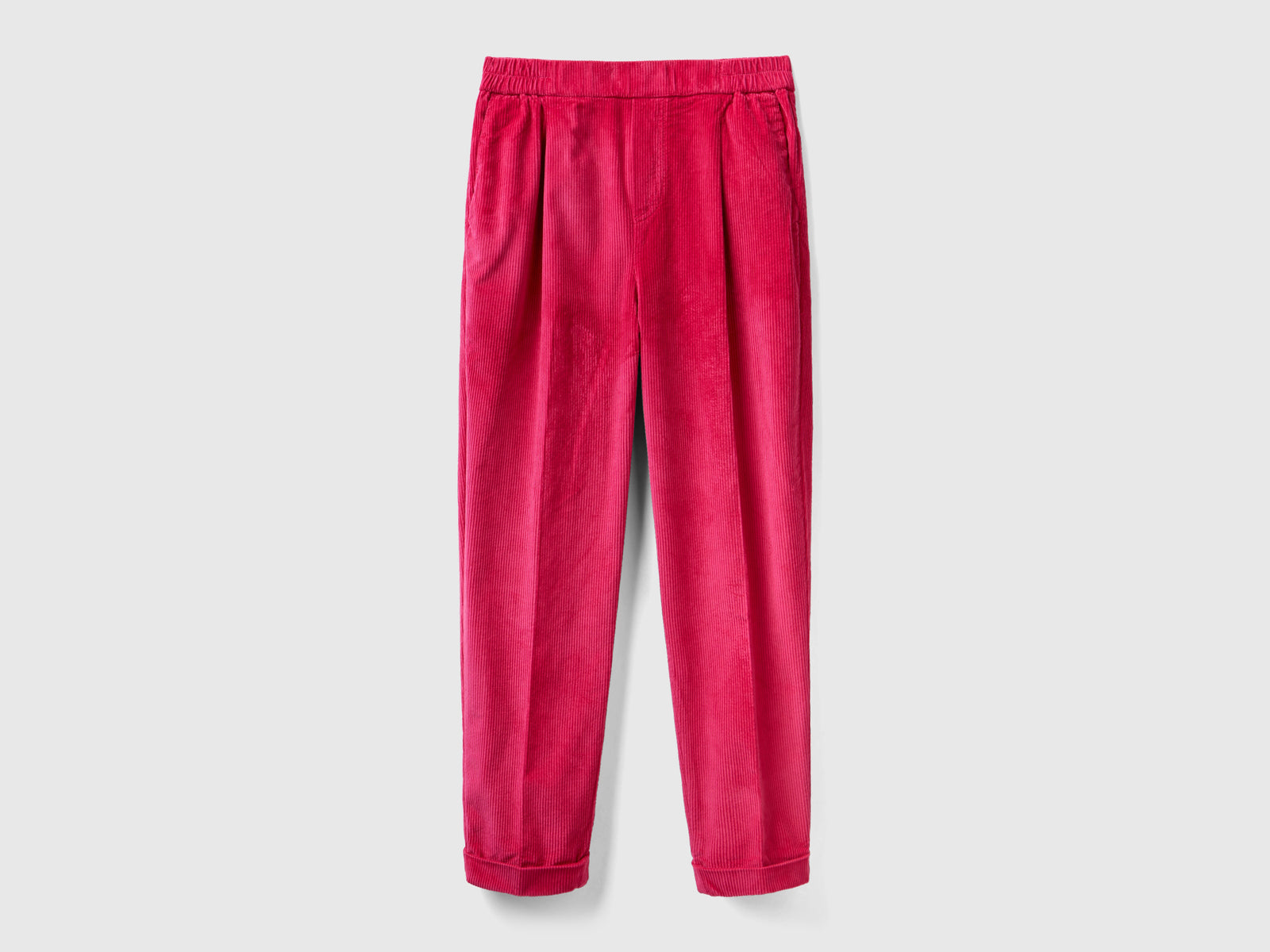 Pantalones chinos de terciopelo con cintura elástica da donna ciclamino | Benetton Outlet