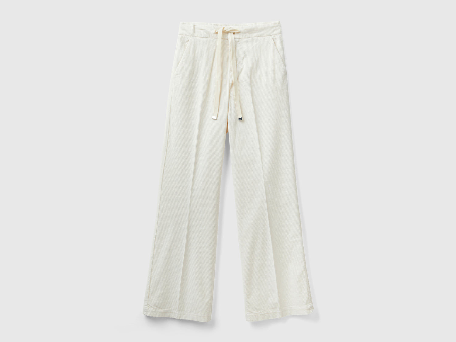 Pantaloni ampi in velluto da donna bianco | Benetton Outlet