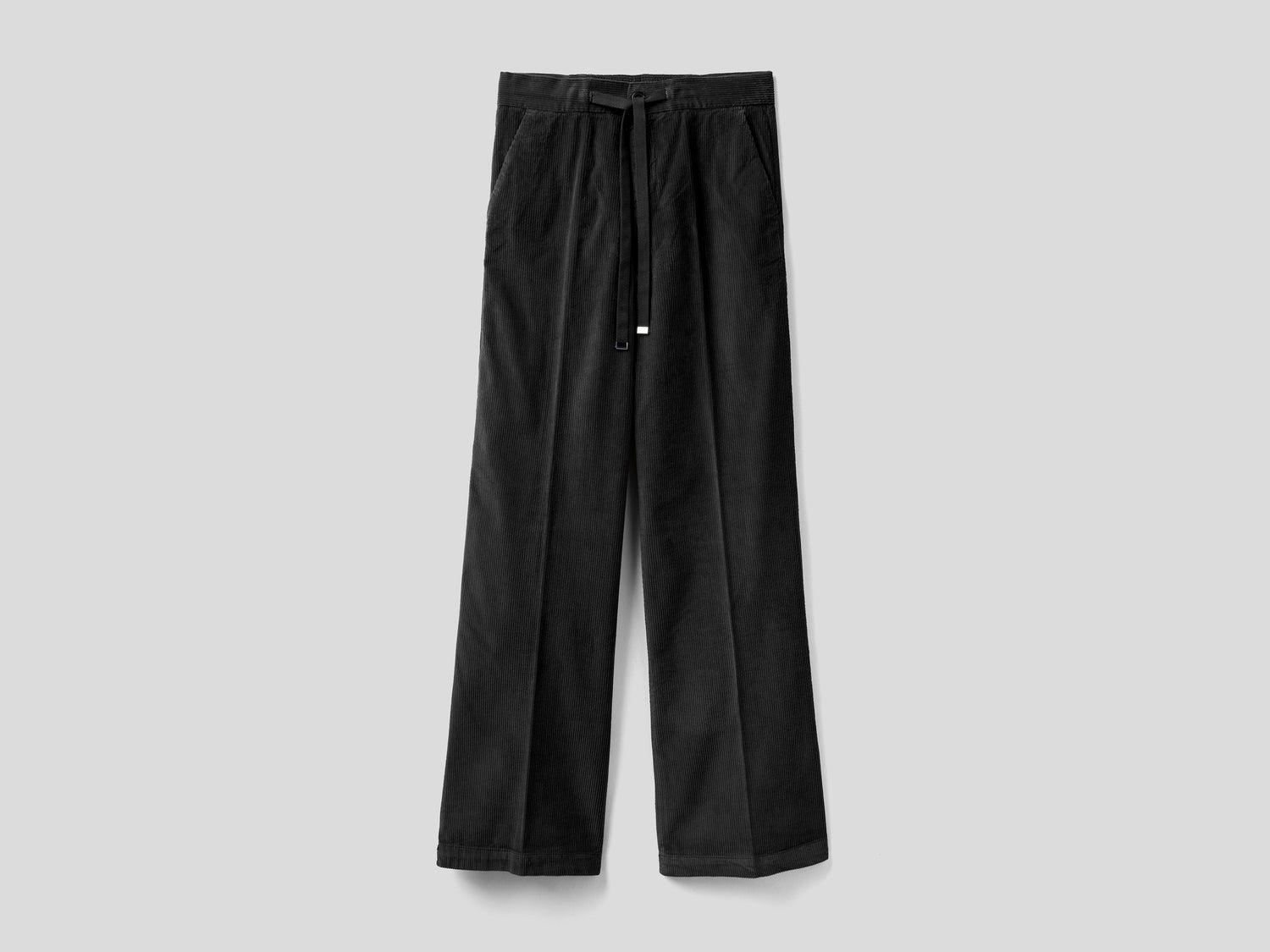 Pantaloni ampi in velluto da donna nero | Benetton Outlet