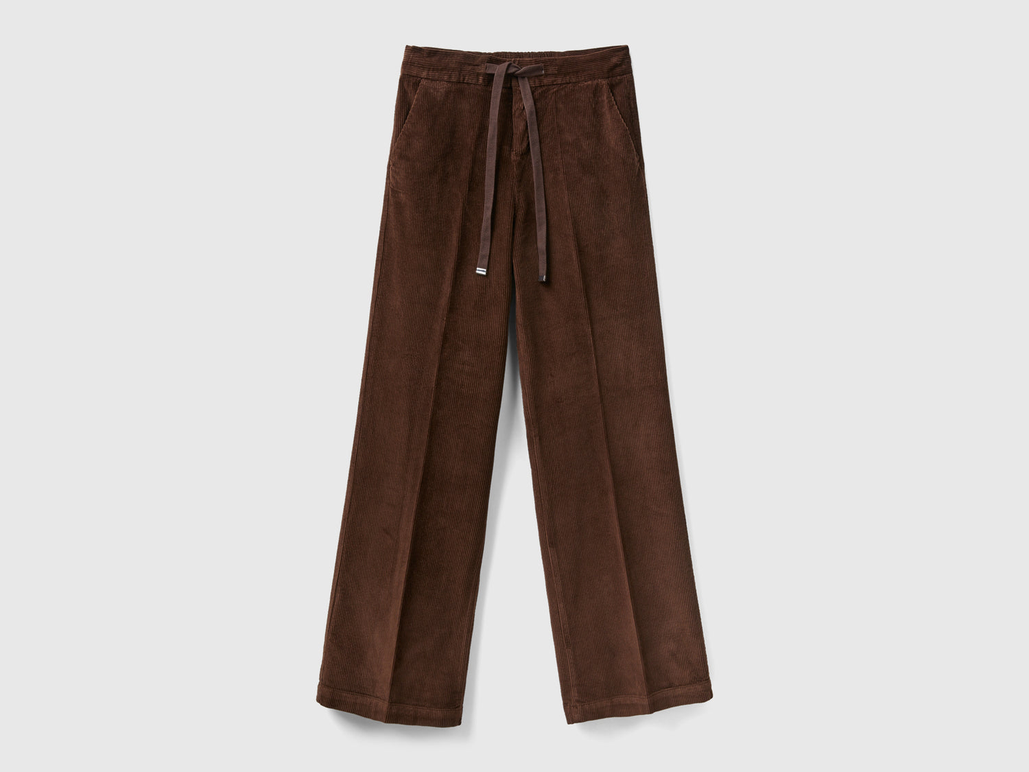 Pantaloni ampi in velluto da donna marrone scuro | Benetton Outlet