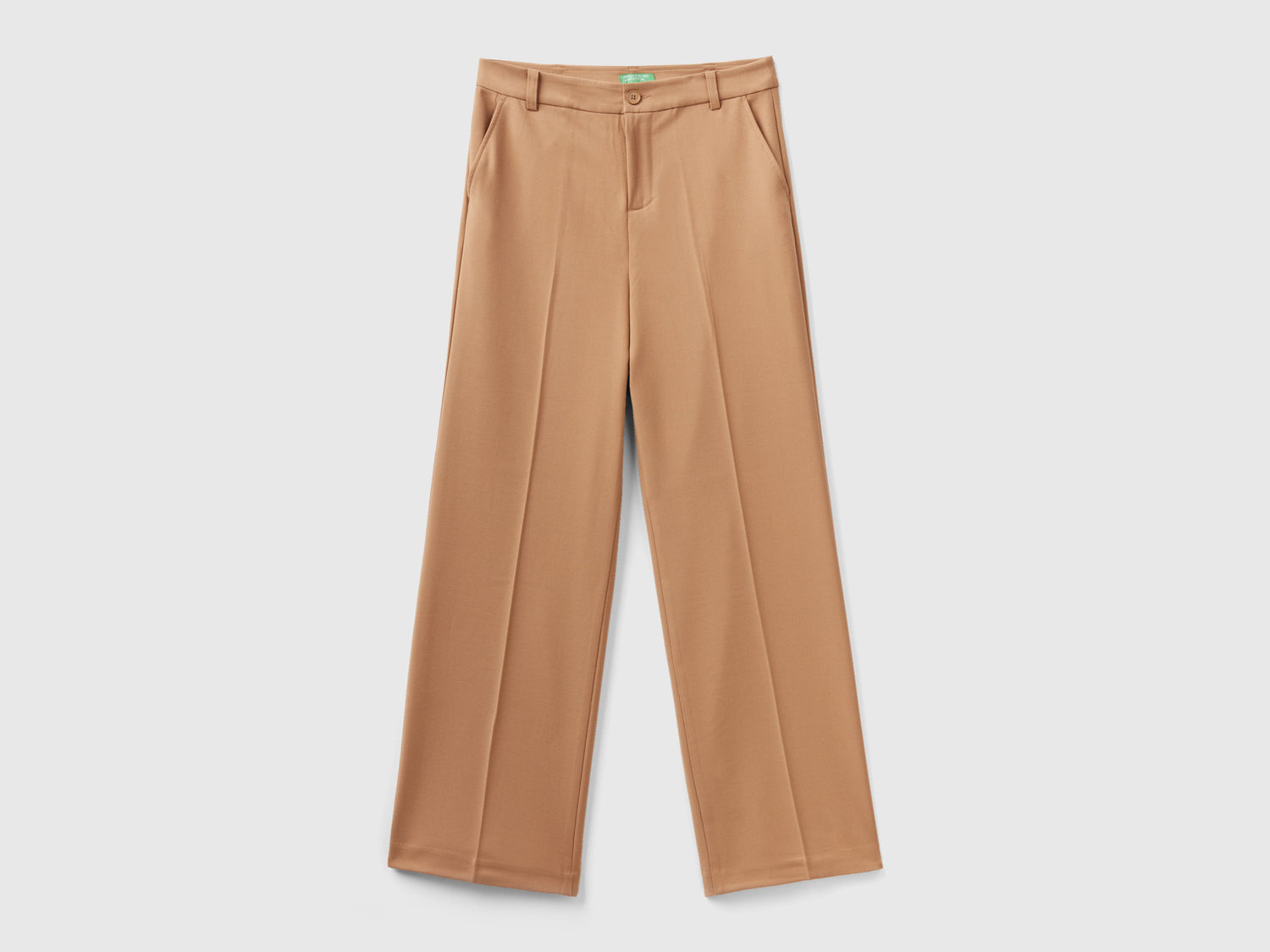 Pantaloni ampi in flanella da donna cammello | Benetton Outlet