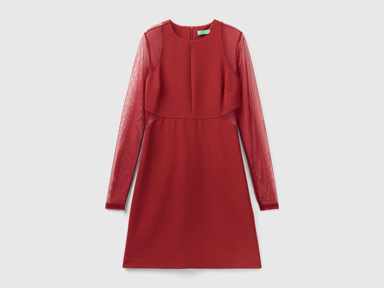 Vestito corto con dettagli in rete da donna bordeaux | Benetton Outlet