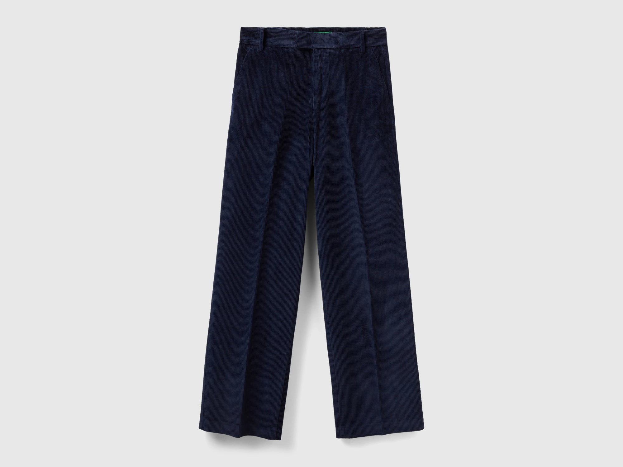 Pantaloni straight in velluto a coste da donna blu scuro Benetton Outlet