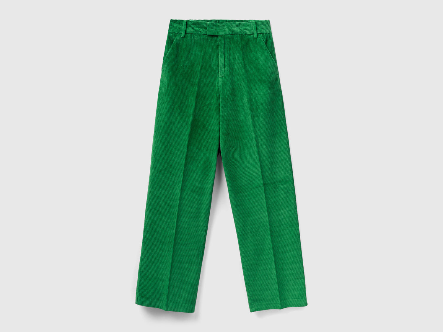 Pantaloni straight in velluto a coste da donna verde | Benetton Outlet