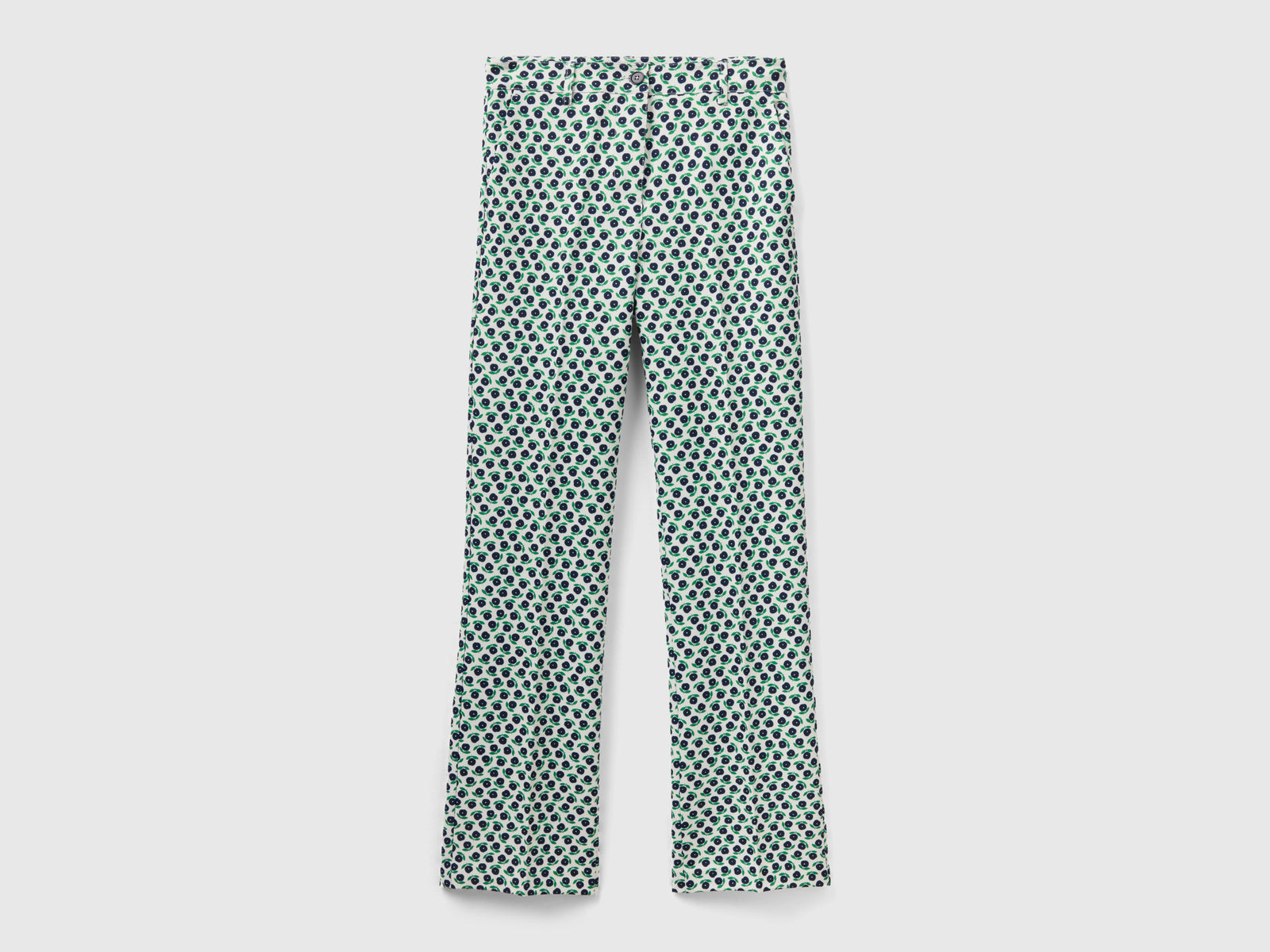 Pantaloni con stampa fiori da donna bianco | Benetton Outlet