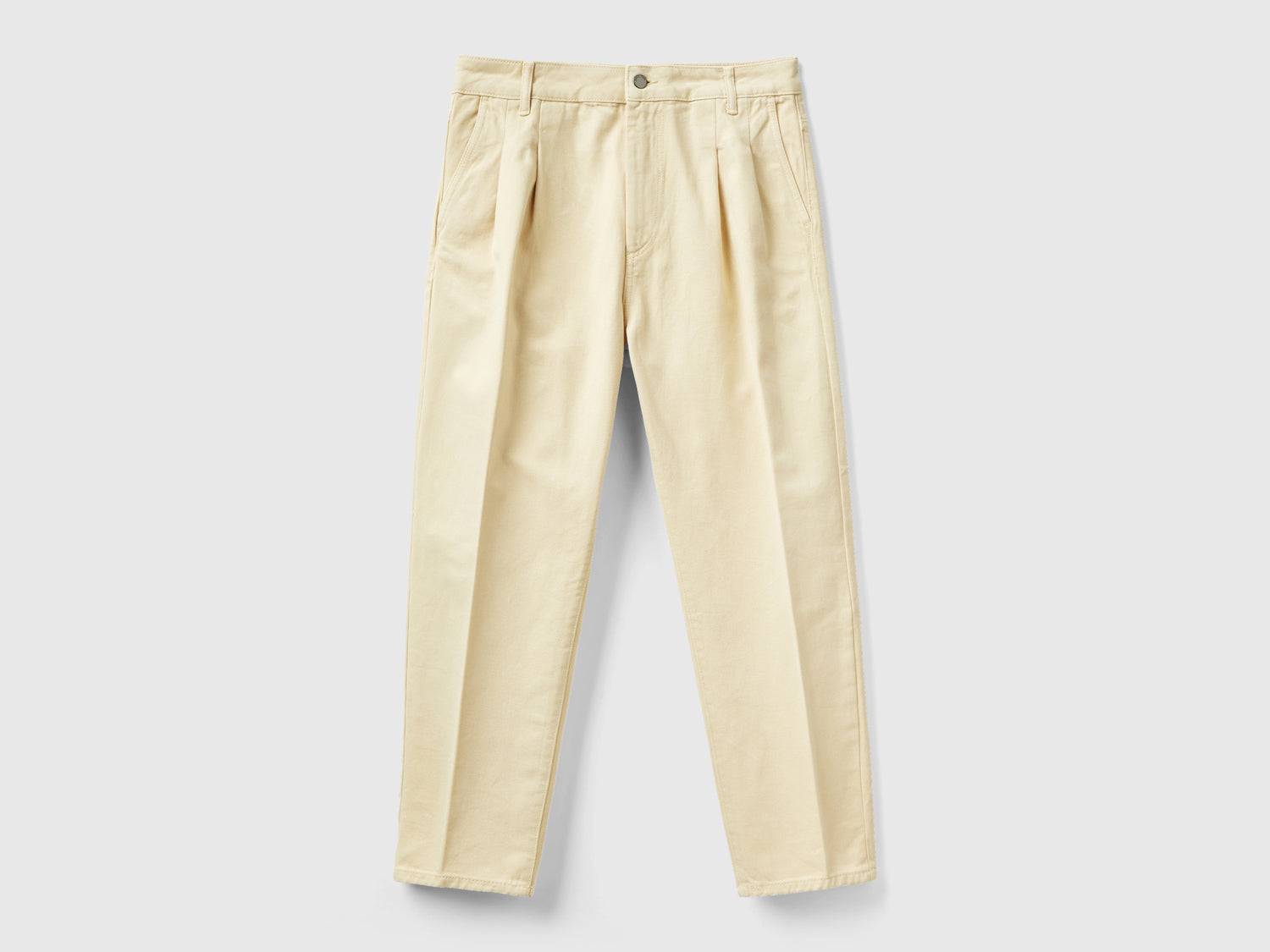 Pantalones plisados de algodón da uomo beige | Benetton Outlet