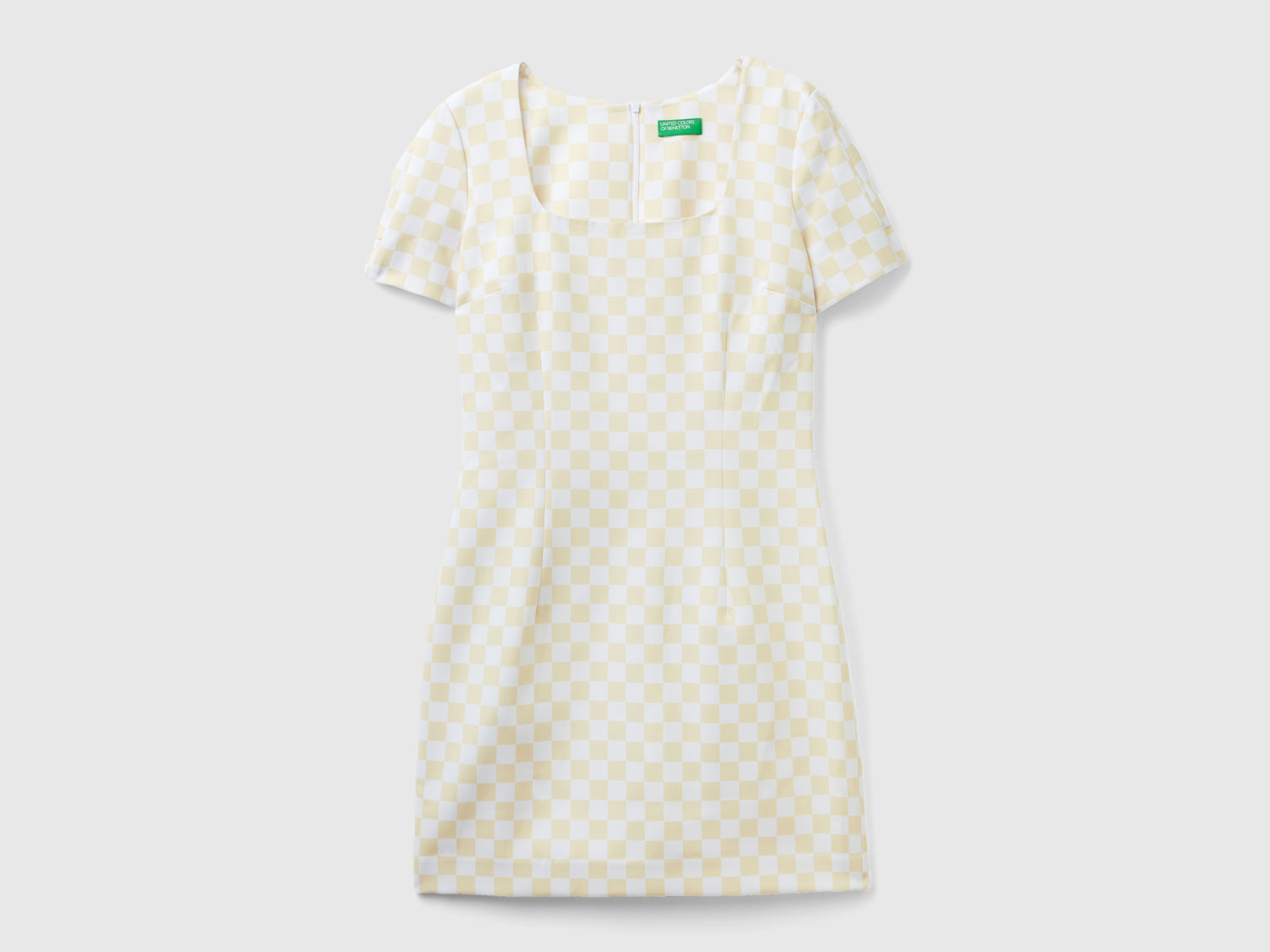 Tubino slim fit a scacchi da donna giallo | Benetton Outlet