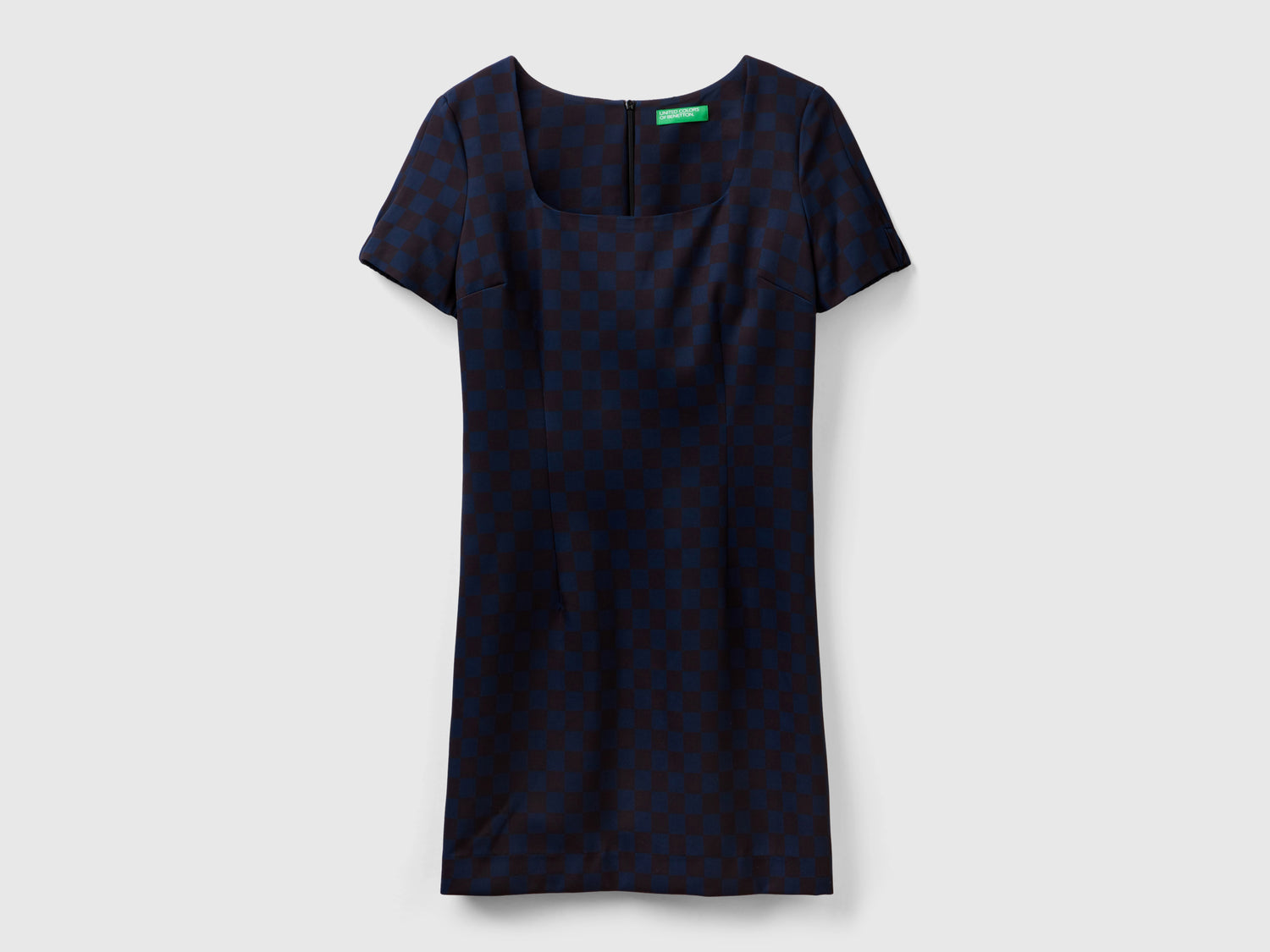 Tubino slim fit a scacchi da donna blu scuro | Benetton Outlet