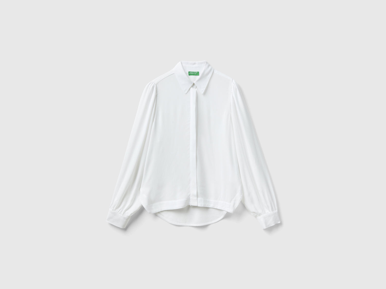 Camicia in pura viscosa da donna bianco | Benetton Outlet