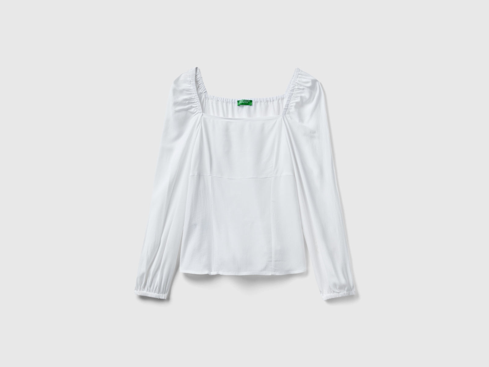 Blusa slim fit scollo quadrato da donna bianco | Benetton Outlet