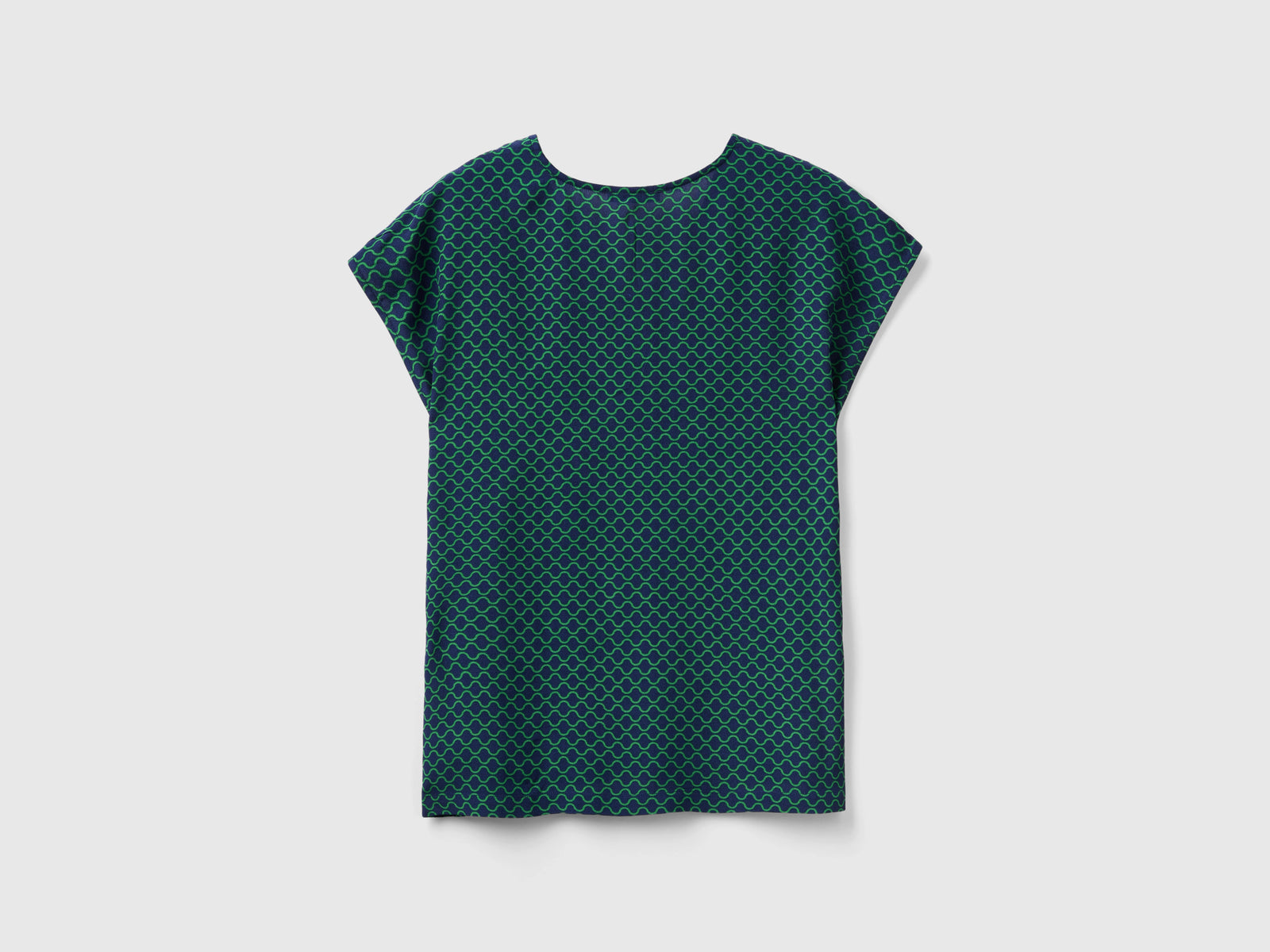 Blusa smanicata stampata da donna verde ottanio 2 | Benetton Outlet