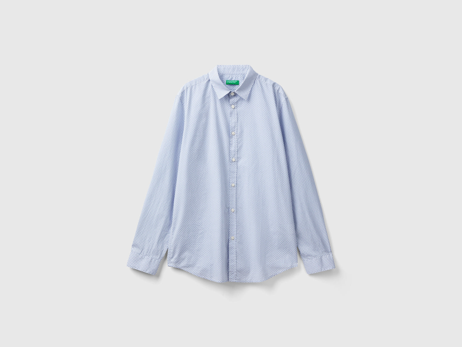 Camicia fantasia slim fit da uomo celeste | Benetton Outlet