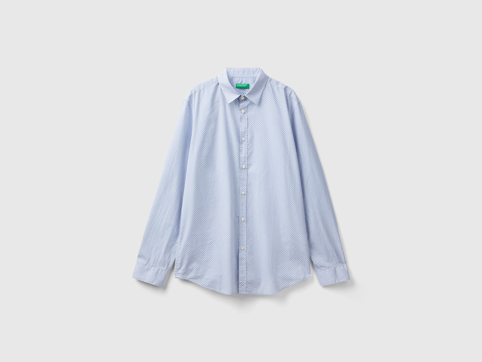 Camicia fantasia slim fit da uomo celeste | Benetton Outlet