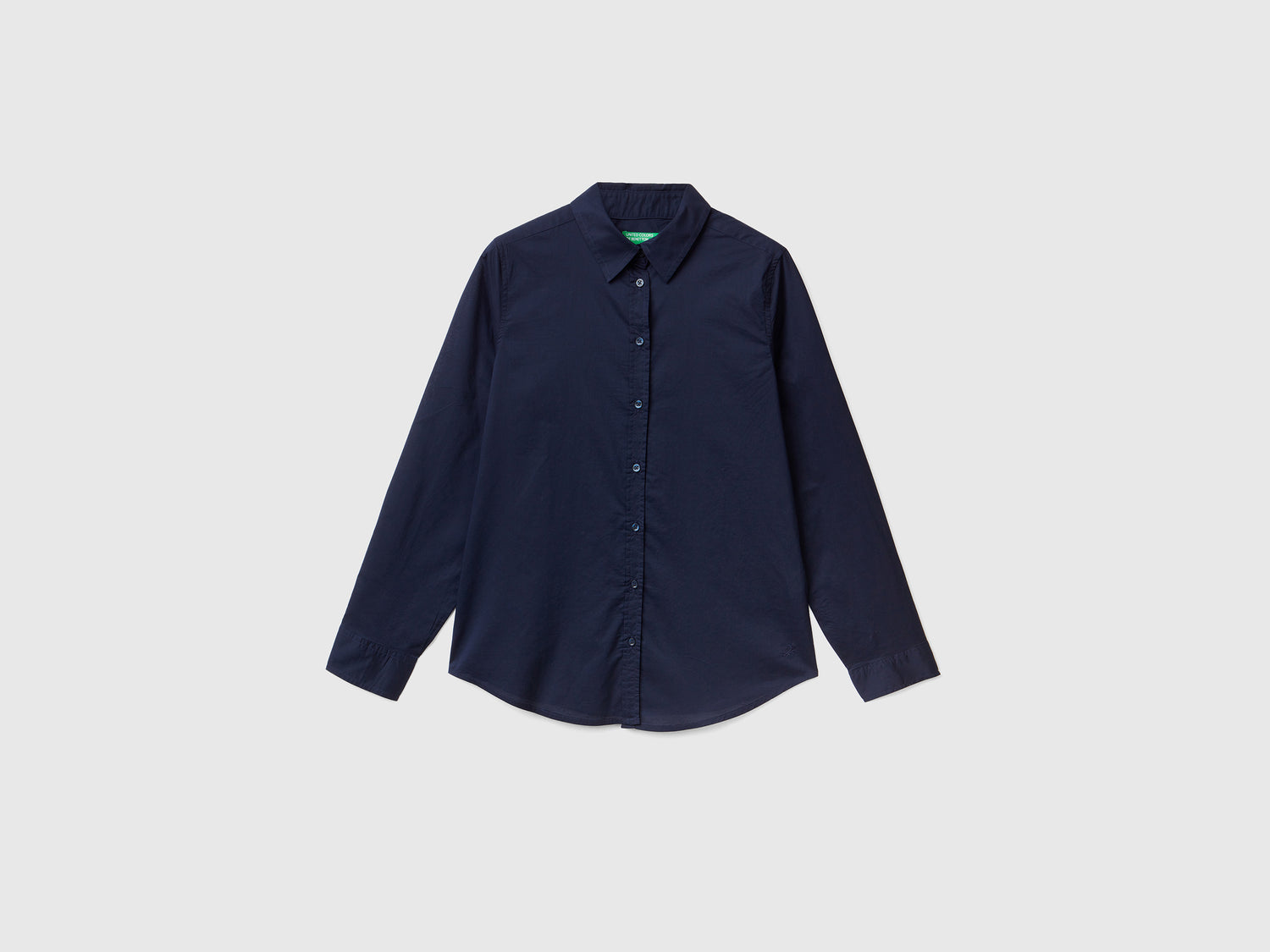 Camicia in cotone leggero da donna blu scuro | Benetton Outlet
