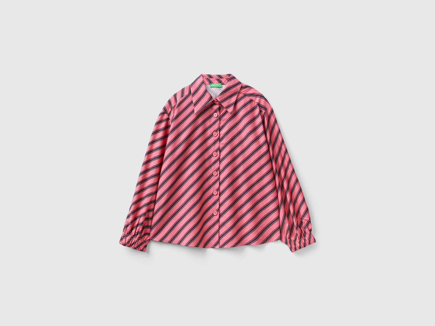Camicia a righe regimental da donna rosa | Benetton Outlet